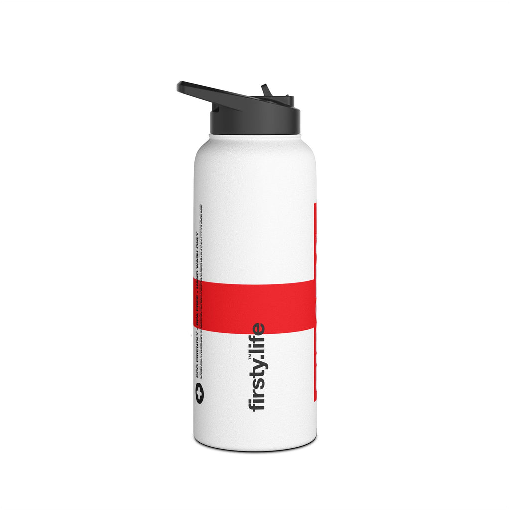 FIRSTY™ 3 Sizes - Red England Flag - Stainless Steel Water Bottle with Carry Handle and Straw Lid - BPA-Free, Eco-Friendly
