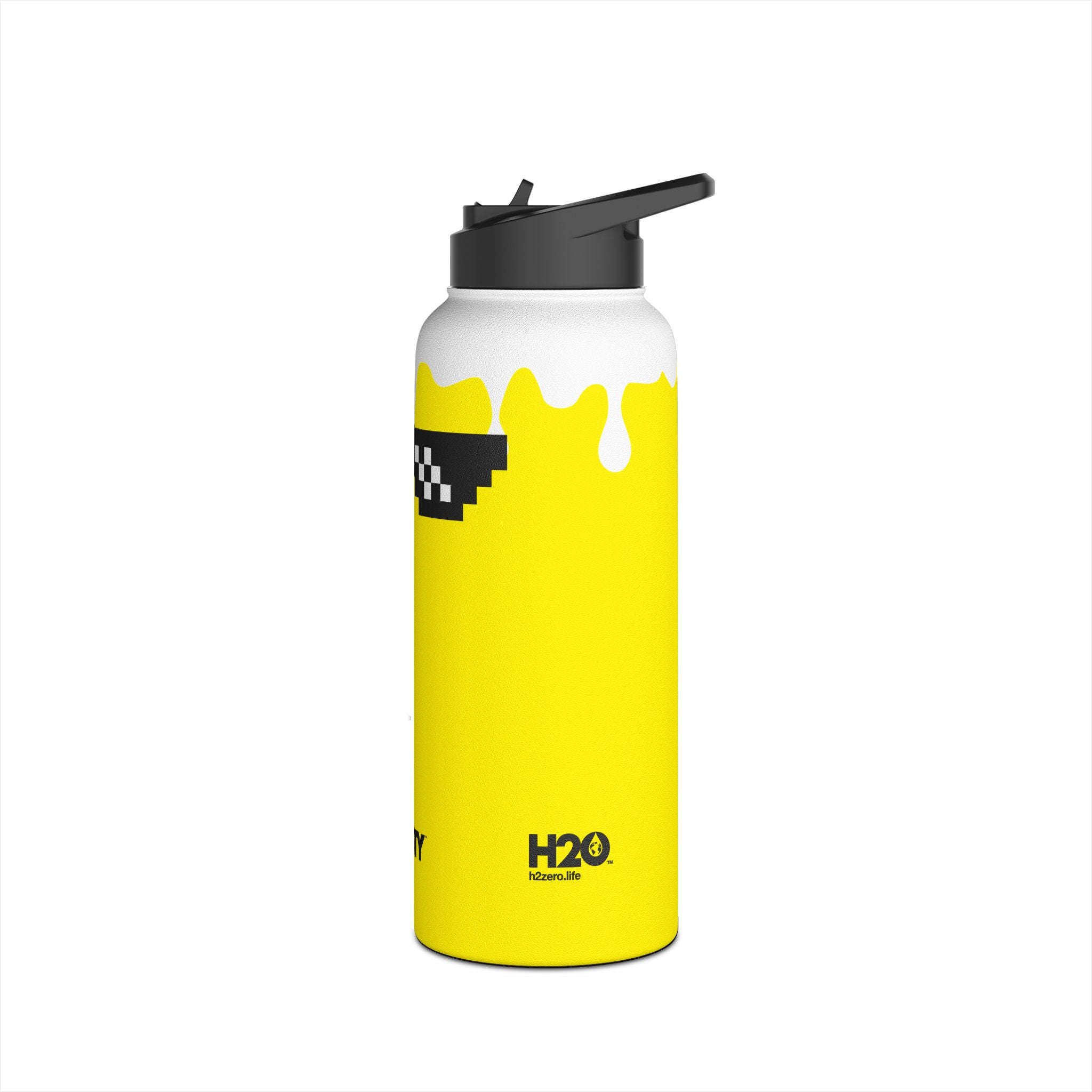 FIRSTY™ 3 Sizes - Yellow Thug - Stainless Steel Water Bottle with Carry Handle and Straw Lid - BPA-Free, Eco-Friendly