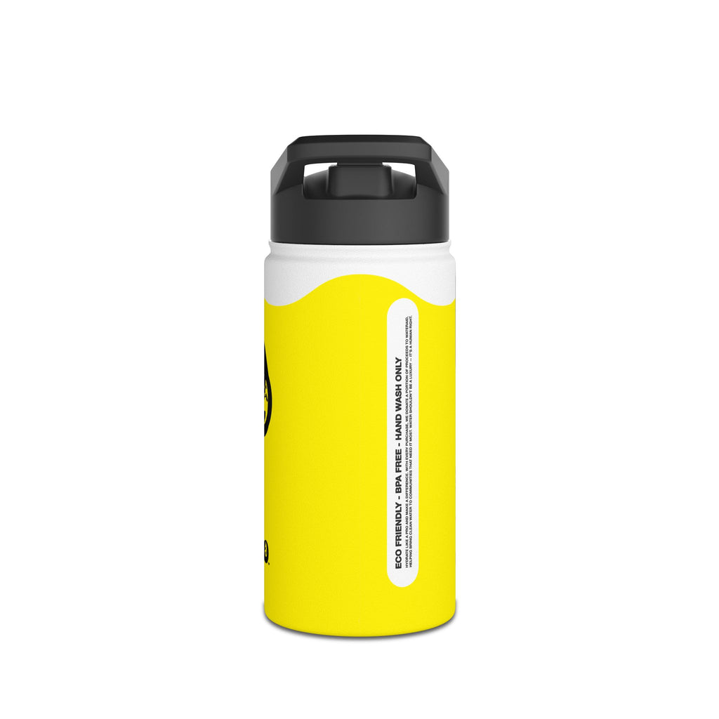 FIRSTY™ Wave™ 3 Sizes - Yellow & Black - Stainless Steel Water Bottle with Carry Handle and Straw Lid - BPA-Free, Eco-Friendly