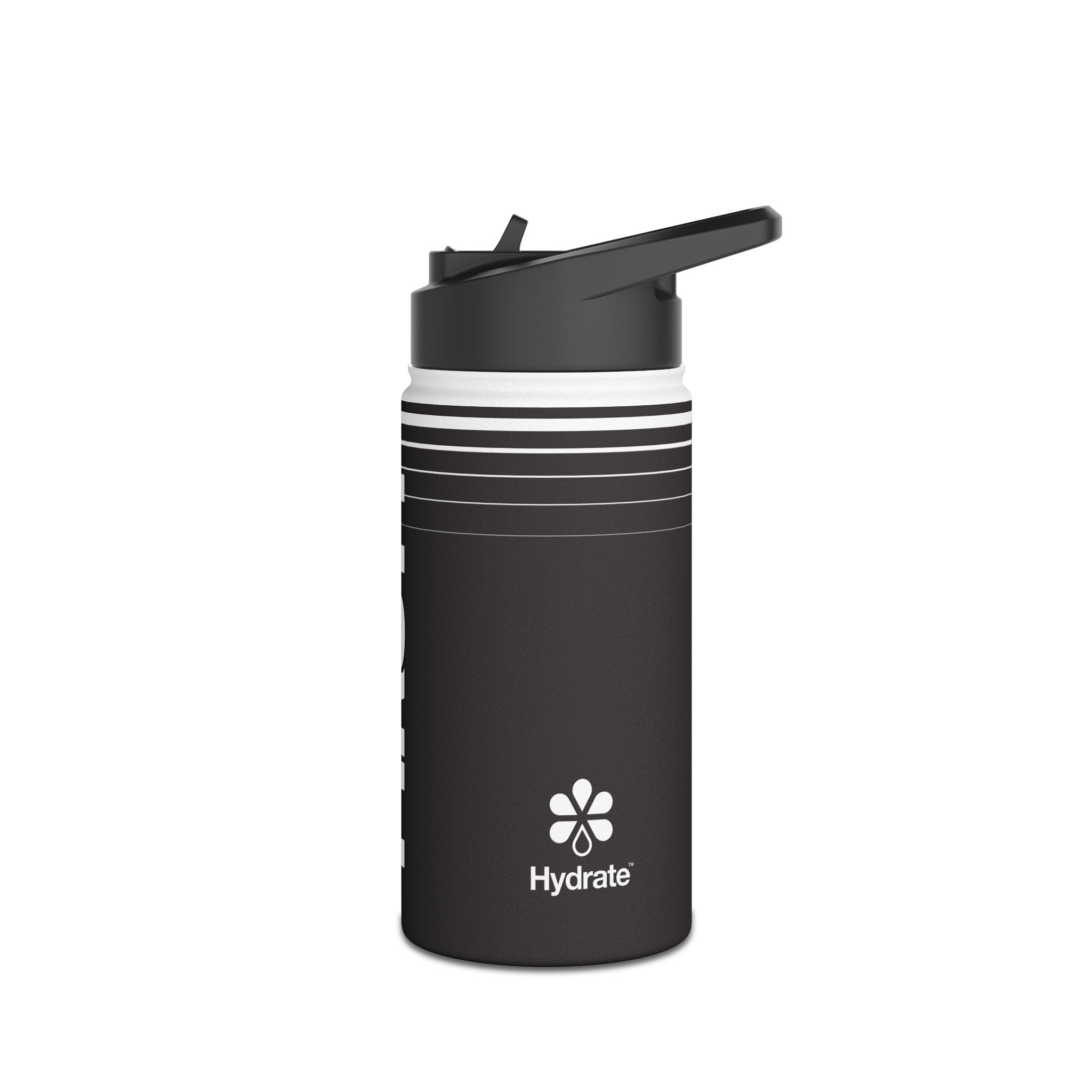 FIRSTY™ 3 Sizes - Hydrate Black - Stainless Steel Water Bottle with Carry Handle and Straw Lid - BPA-Free, Eco-Friendly