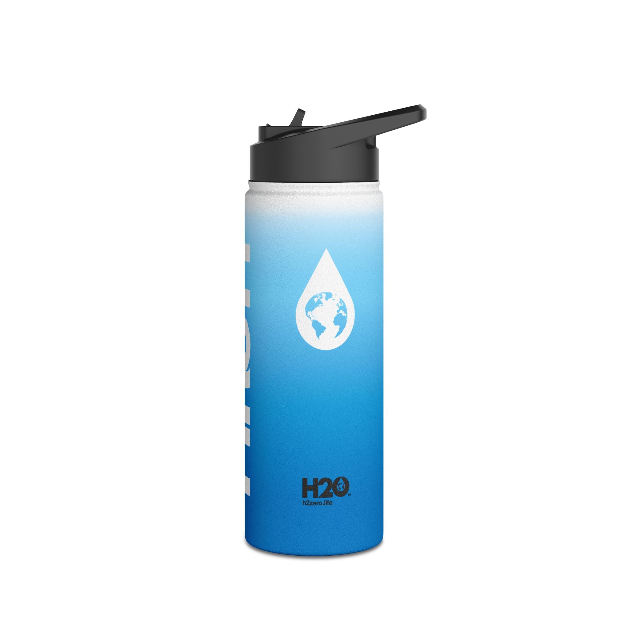 FIRSTY™ Blue Blush™ Thirst First™ 3 Sizes - White - Stainless Steel Water Bottle with Carry Handle and Straw Lid - BPA-Free, Eco-Friendly