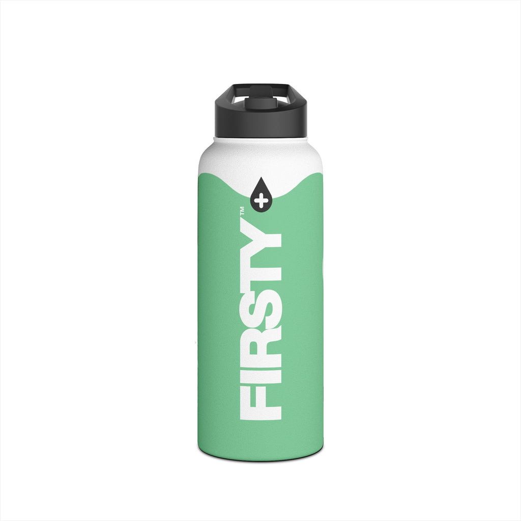 FIRSTY™ Wave™ 3 Sizes - Mint Green & White - Stainless Steel Water Bottle with Carry Handle and Straw Lid - BPA-Free, Eco-Friendly