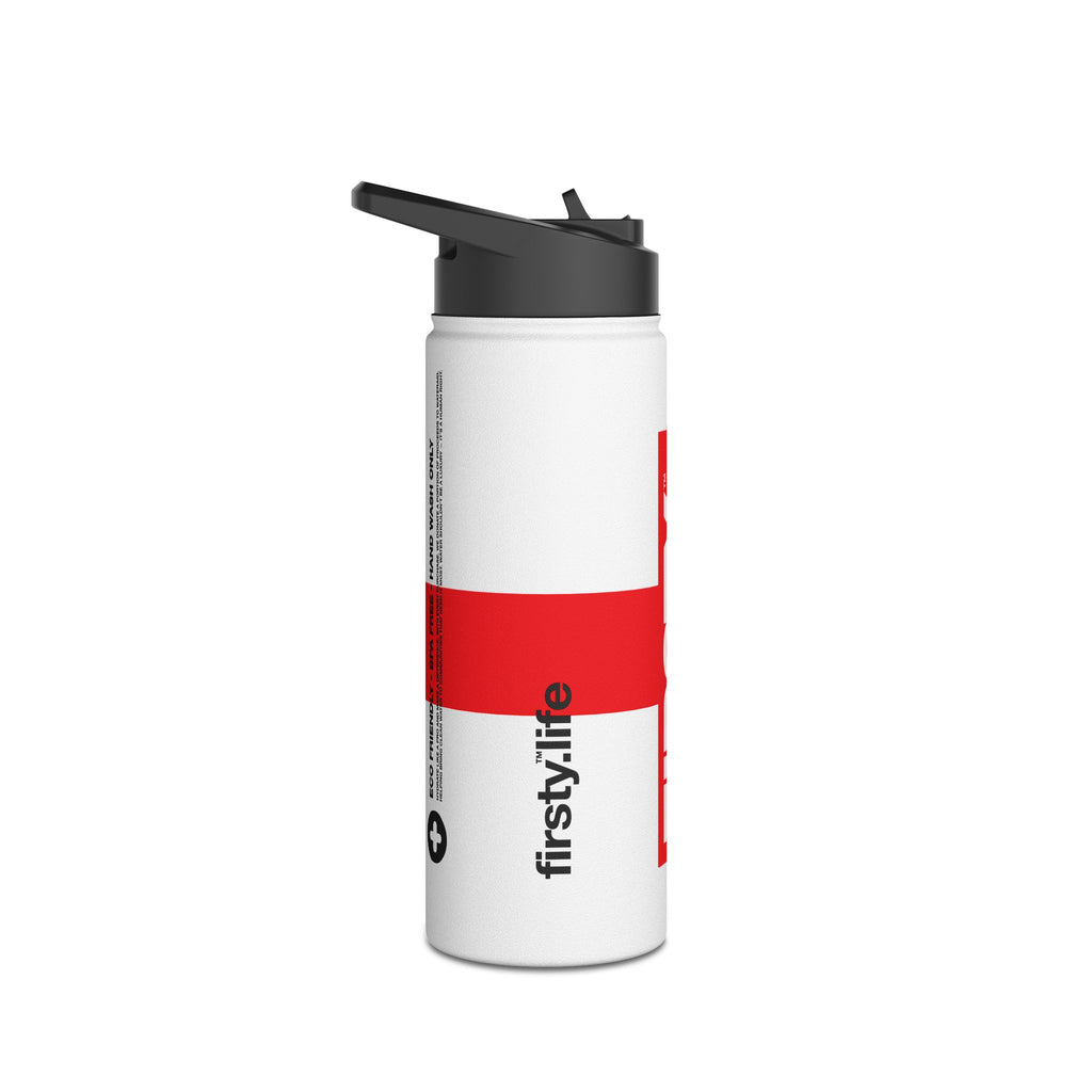 FIRSTY™ 3 Sizes - Red England Flag - Stainless Steel Water Bottle with Carry Handle and Straw Lid - BPA-Free, Eco-Friendly