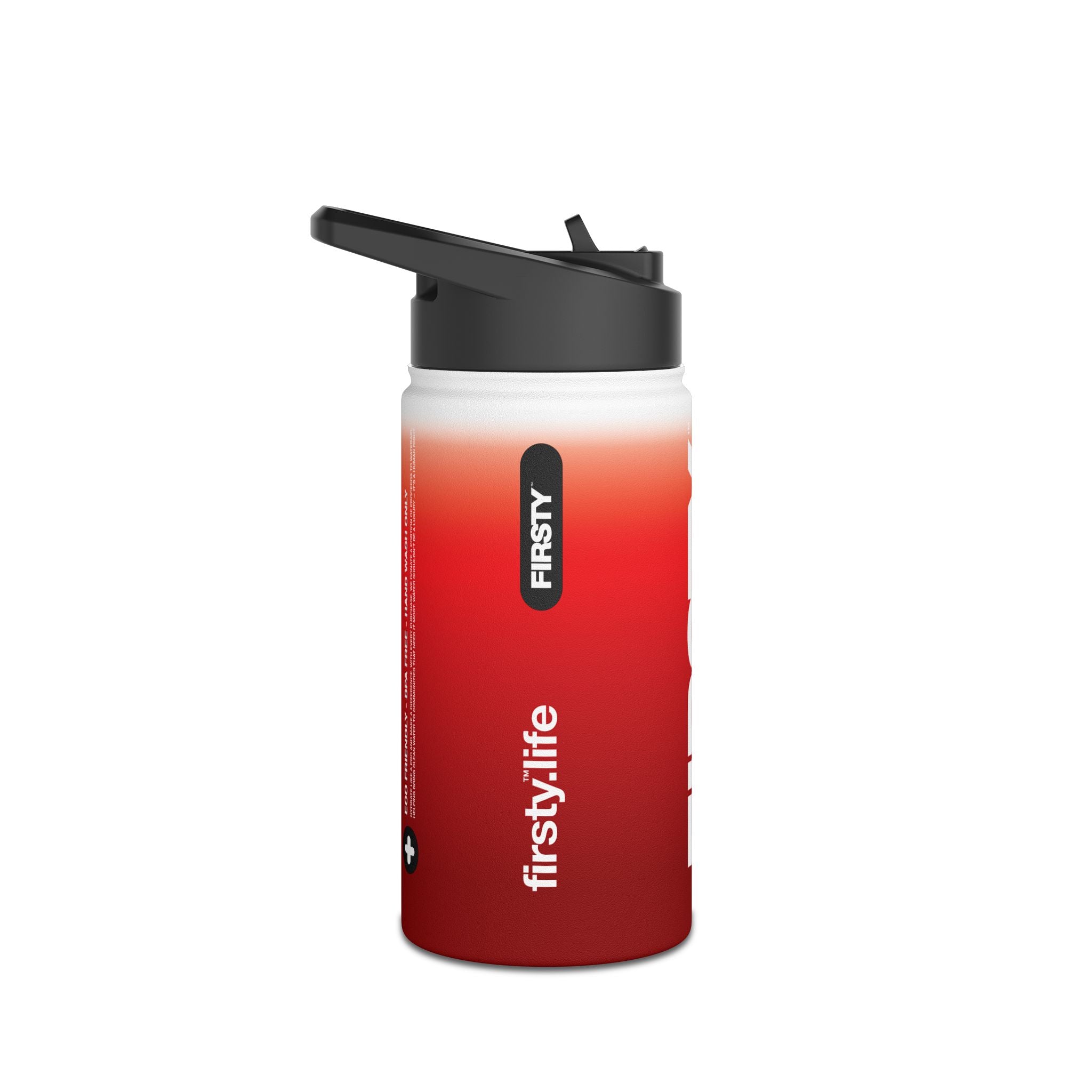 FIRSTY™ Red Blush™ Thirst First™ 3 Sizes - White - Stainless Steel Water Bottle with Carry Handle and Straw Lid - BPA-Free, Eco-Friendly