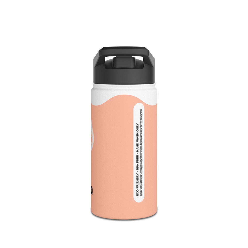 FIRSTY™ Wave™ 3 Sizes - Peach & White - Stainless Steel Water Bottle with Carry Handle and Straw Lid - BPA-Free, Eco-Friendly