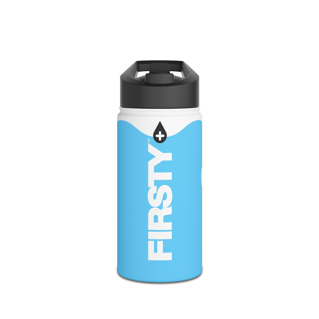 FIRSTY™ Wave™ 3 Sizes - Sky Blue & White - Stainless Steel Water Bottle with Carry Handle and Straw Lid - BPA-Free, Eco-Friendly
