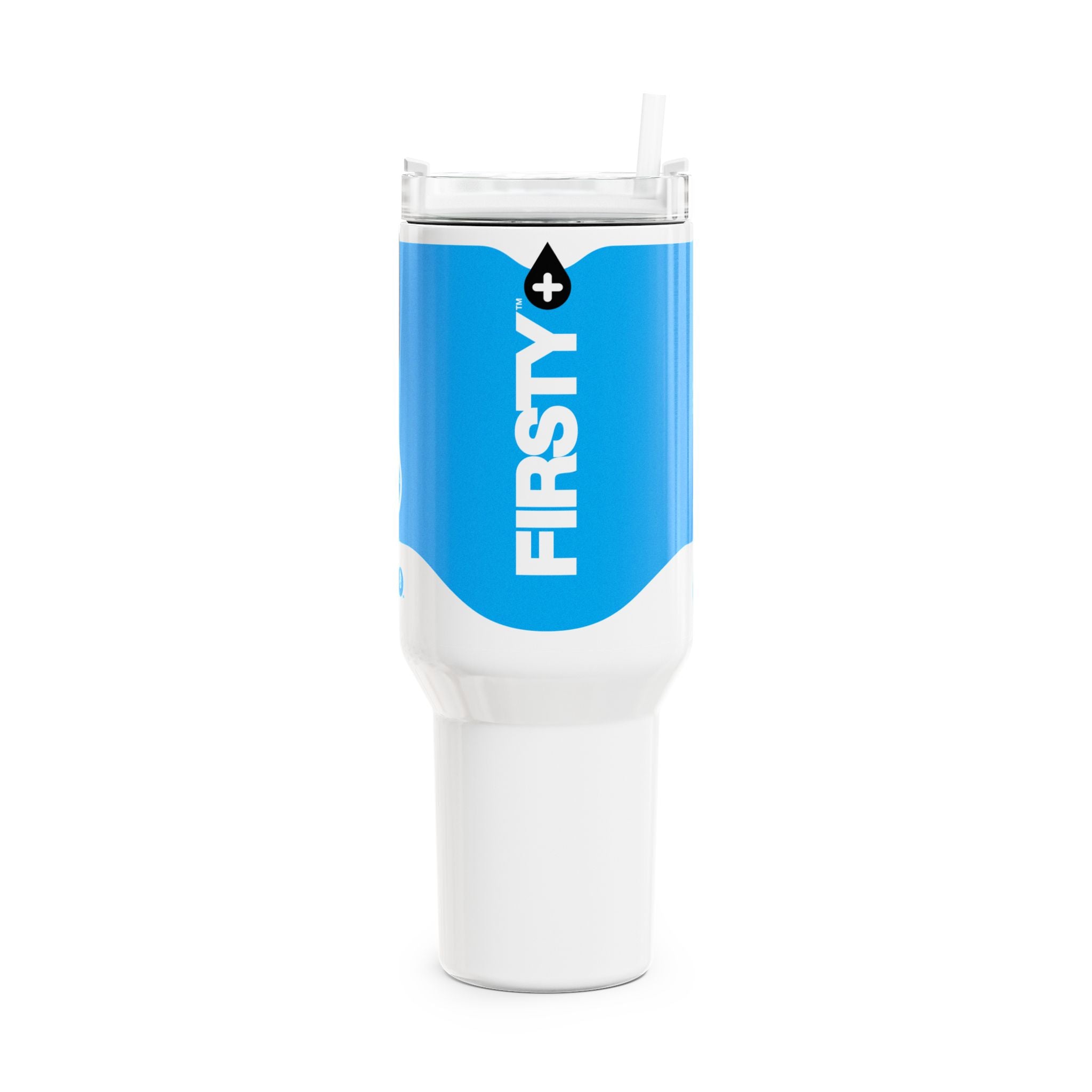 FIRSTY™  40oz Blue Wave on White Tumbler Cup - BPA-Free, Eco-Friendly