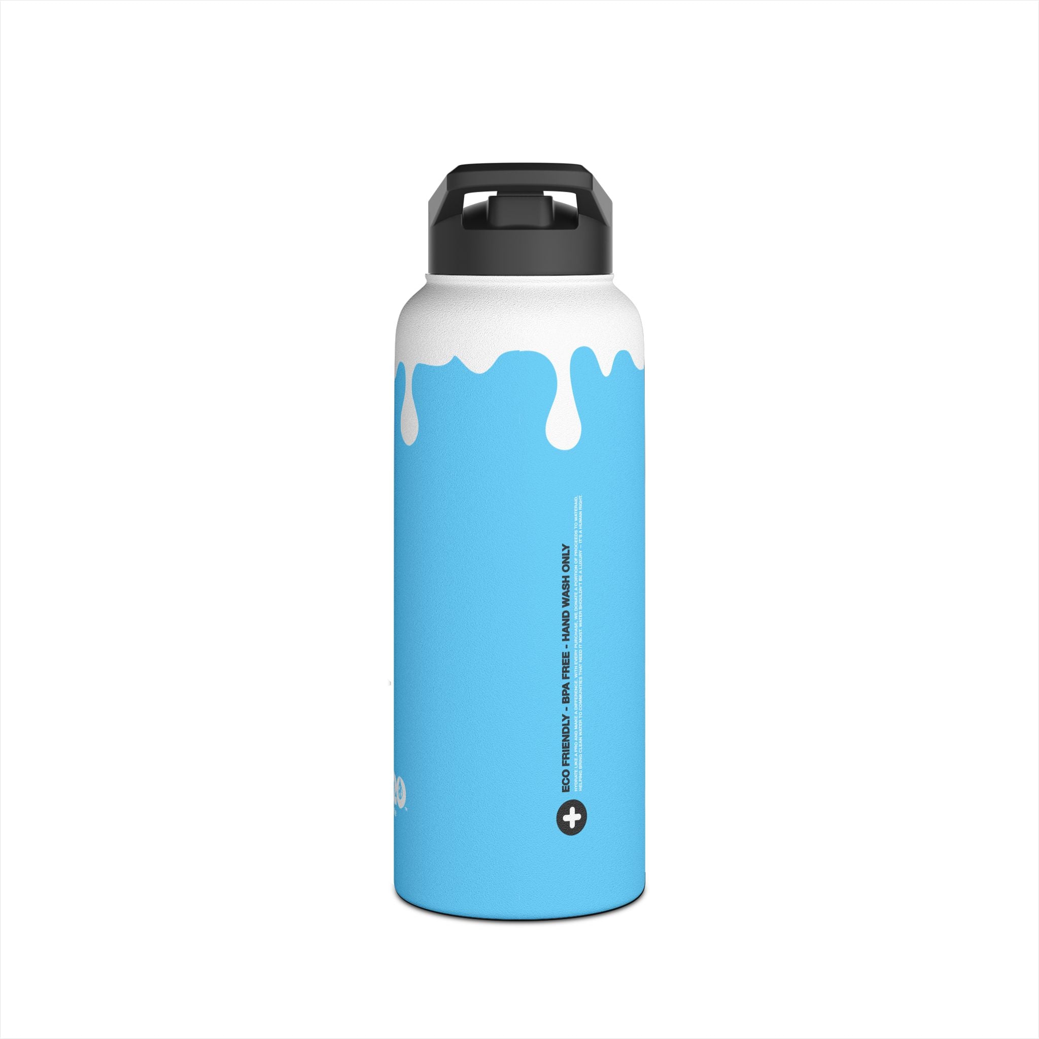 FIRSTY™ 3 Sizes - Splash™ Sky Blue - Stainless Steel Water Bottle with Carry Handle and Straw Lid - BPA-Free, Eco-Friendly