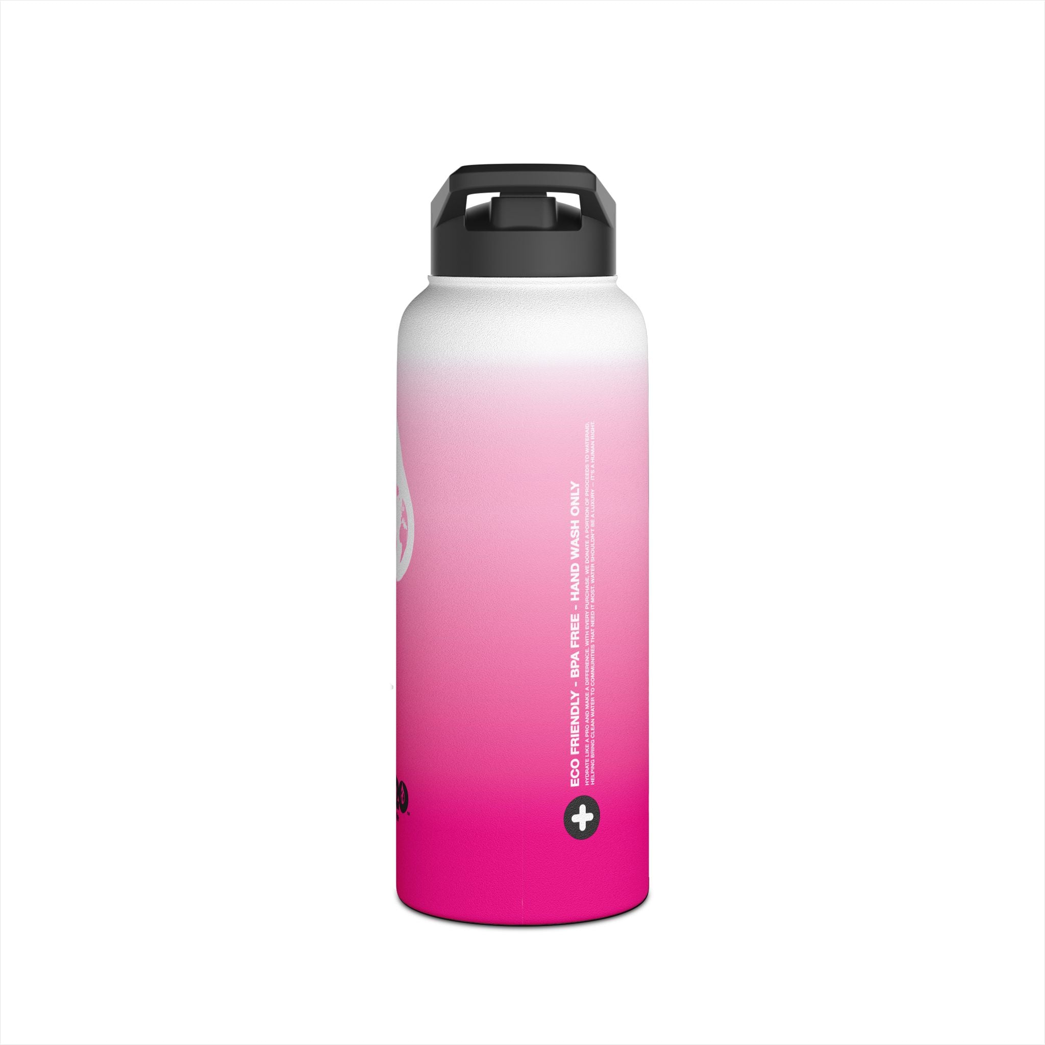 FIRSTY™ Pink Blush™ Thirst First™ 3 Sizes - White - Stainless Steel Water Bottle with Carry Handle and Straw Lid - BPA-Free, Eco-Friendly