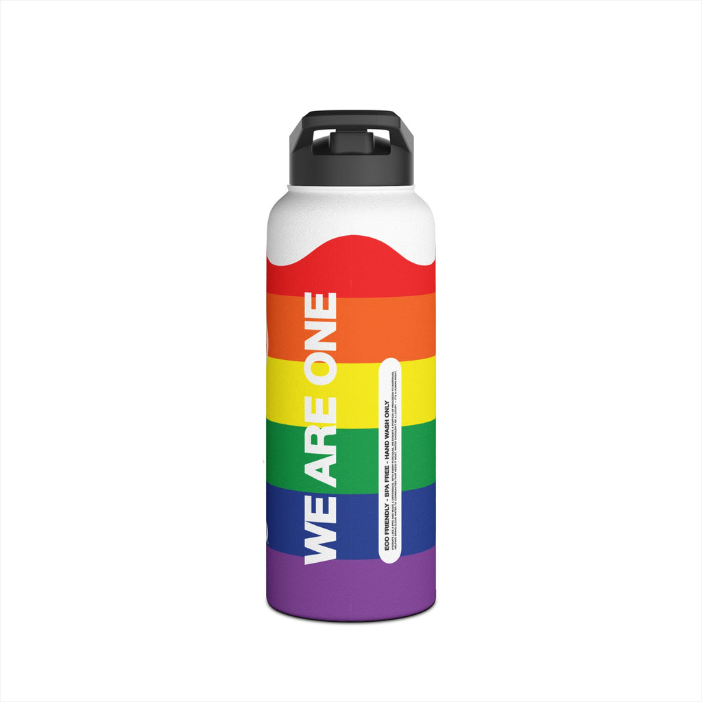 FIRSTY™ We Are One™ - 3 Sizes - Celebrate Pride Rainbow - Stainless Steel Water Bottle with Carry Handle and Straw Lid - BPA-Free, Eco-Friendly