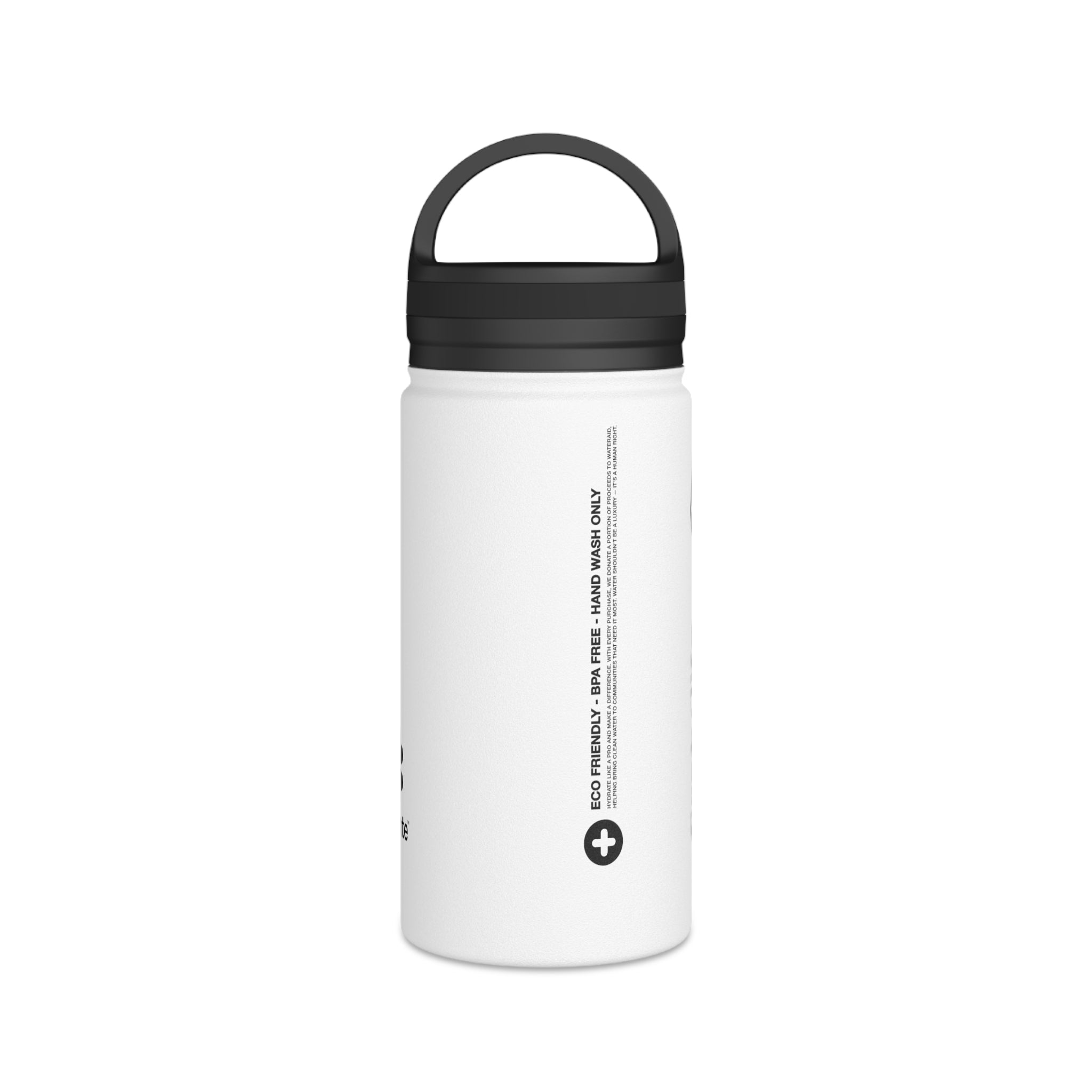 FIRSTY™ Hydrate™ Thirst First™ 3 Sizes - White  - Stainless Steel Water Bottle with Carry Handle - BPA-Free, Eco-Friendly