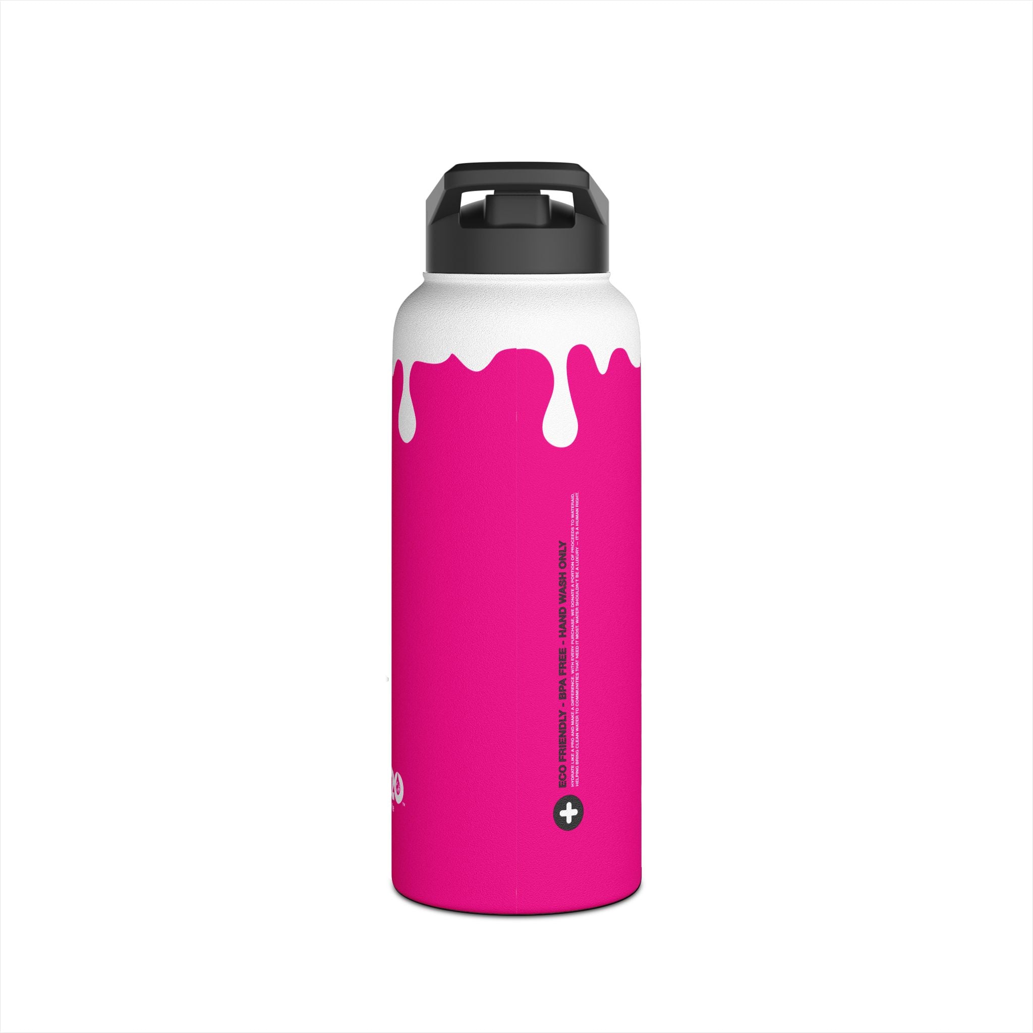 FIRSTY™ 3 Sizes - Splash™ Pink - Stainless Steel Water Bottle with Carry Handle and Straw Lid - BPA-Free, Eco-Friendly