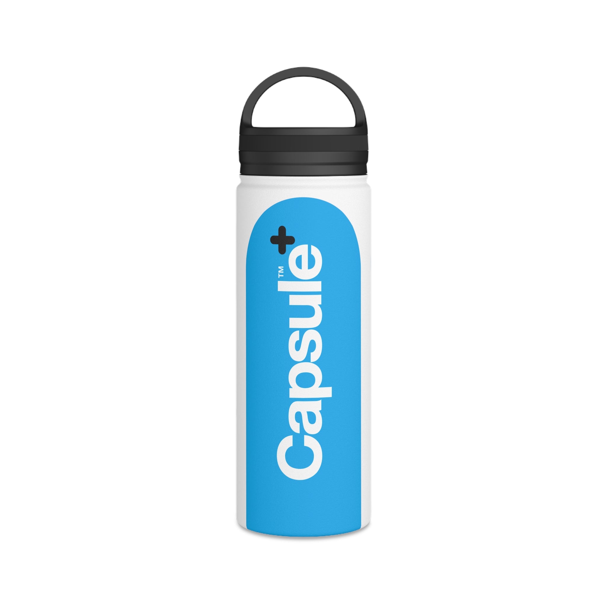 FIRSTY™ Capsule+™ Thirst First™ 3 Sizes - Blue & White  - Stainless Steel Water Bottle with Carry Handle - BPA-Free, Eco-Friendly