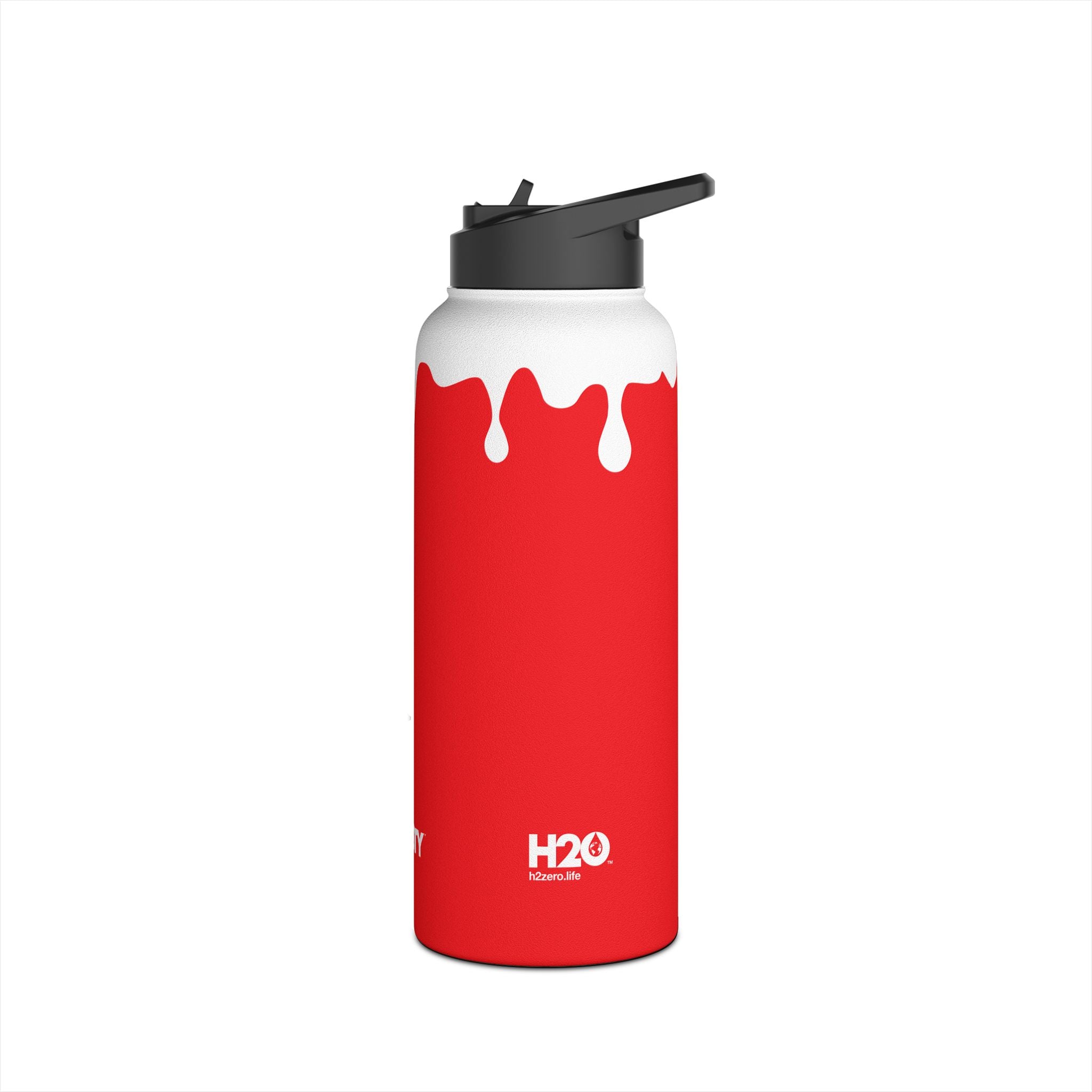 FIRSTY™ 3 Sizes - Splash™ Red - Stainless Steel Water Bottle with Carry Handle and Straw Lid - BPA-Free, Eco-Friendly