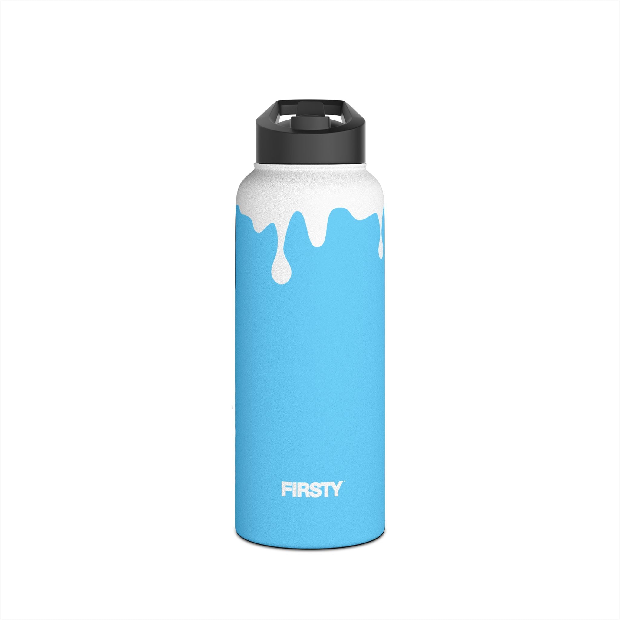 FIRSTY™ 3 Sizes - Splash™ Sky Blue - Stainless Steel Water Bottle with Carry Handle and Straw Lid - BPA-Free, Eco-Friendly