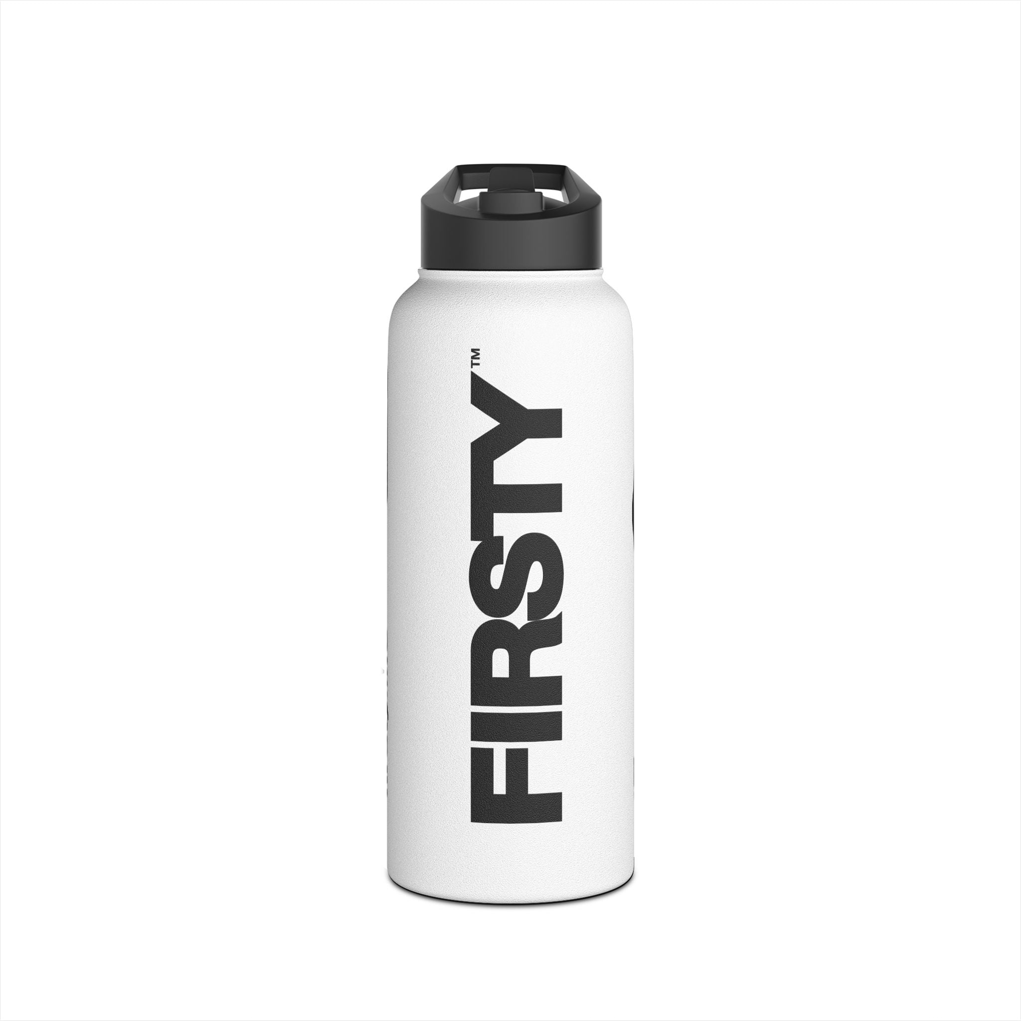 FIRSTY™ Thirst First™ 3 Sizes - White - Stainless Steel Water Bottle with Carry Handle and Straw Lid - BPA-Free, Eco-Friendly