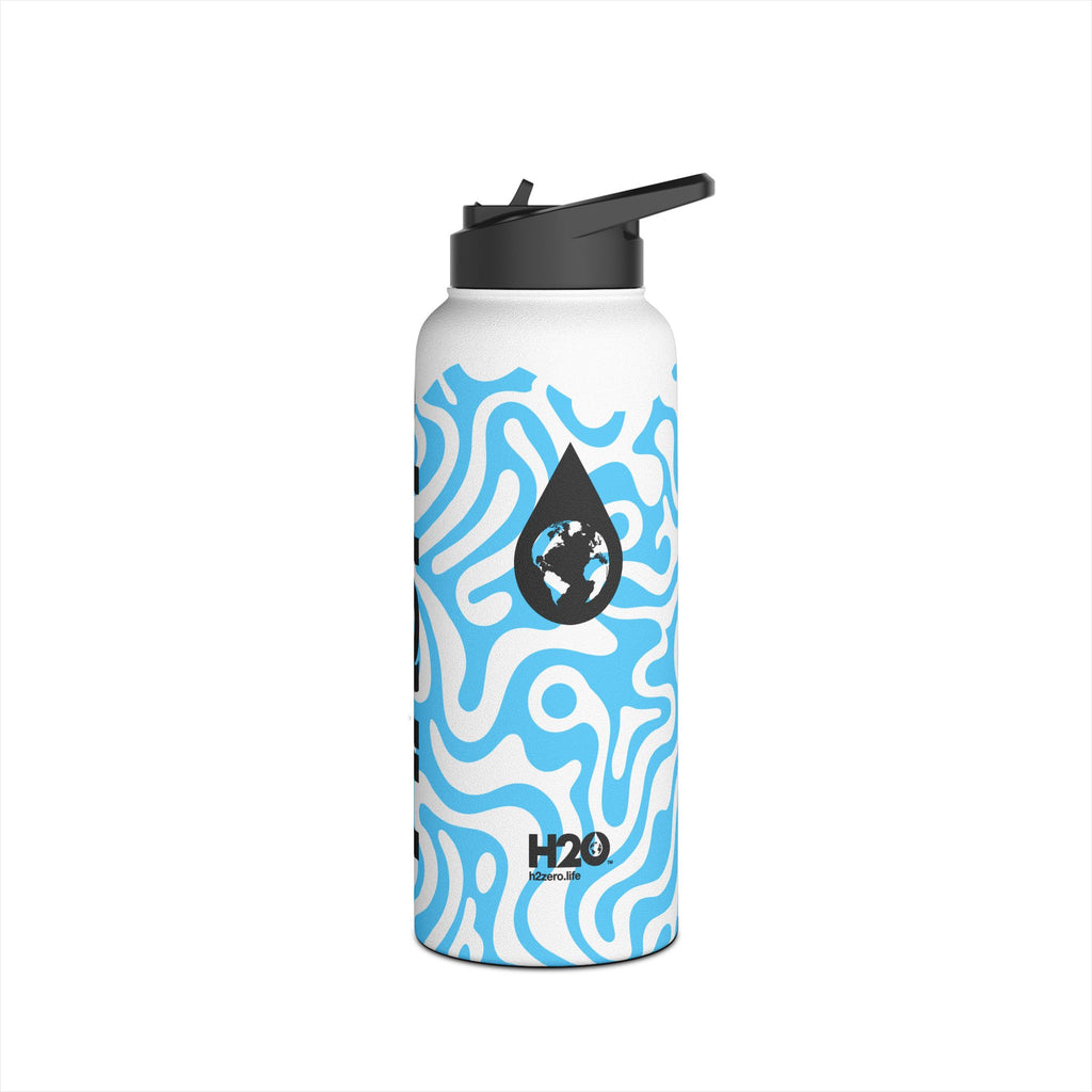 FIRSTY™ 3 Sizes - Camo Light Blue - Stainless Steel Water Bottle with Carry Handle and Straw Lid - BPA-Free, Eco-Friendly