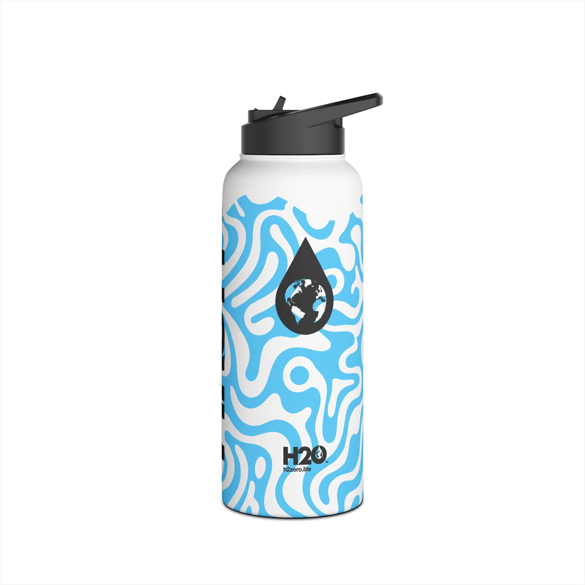 FIRSTY™ 3 Sizes - Camo Light Blue - Stainless Steel Water Bottle with Carry Handle and Straw Lid - BPA-Free, Eco-Friendly