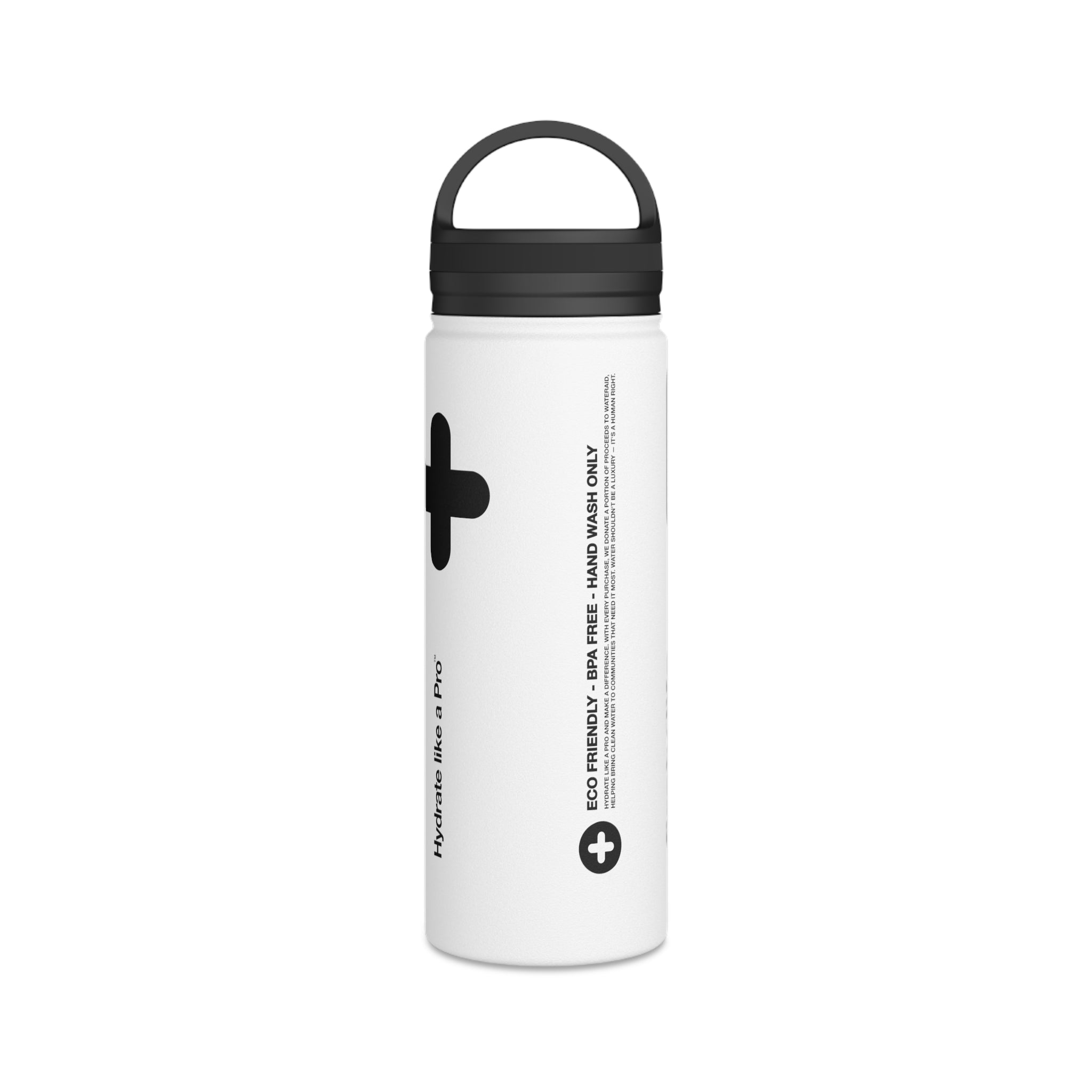 FIRSTY™ Capsule+™ 3 Sizes - Black & White  - Stainless Steel Water Bottle with Carry Handle - BPA-Free, Eco-Friendly