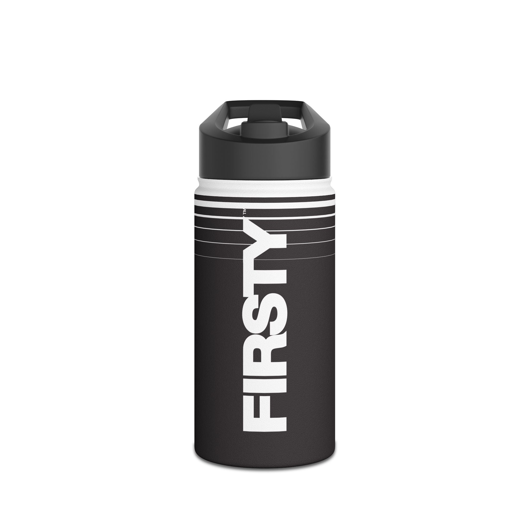FIRSTY™ 3 Sizes - Hydrate Black - Stainless Steel Water Bottle with Carry Handle and Straw Lid - BPA-Free, Eco-Friendly