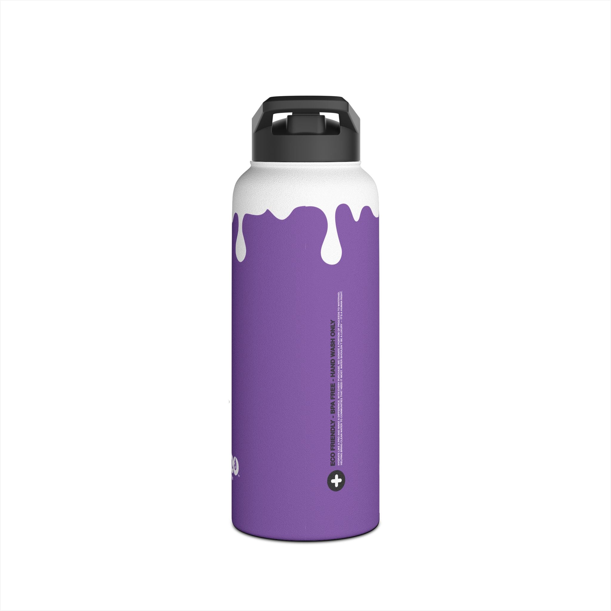 FIRSTY™ 3 Sizes - Splash™ Purple - Stainless Steel Water Bottle with Carry Handle and Straw Lid - BPA-Free, Eco-Friendly