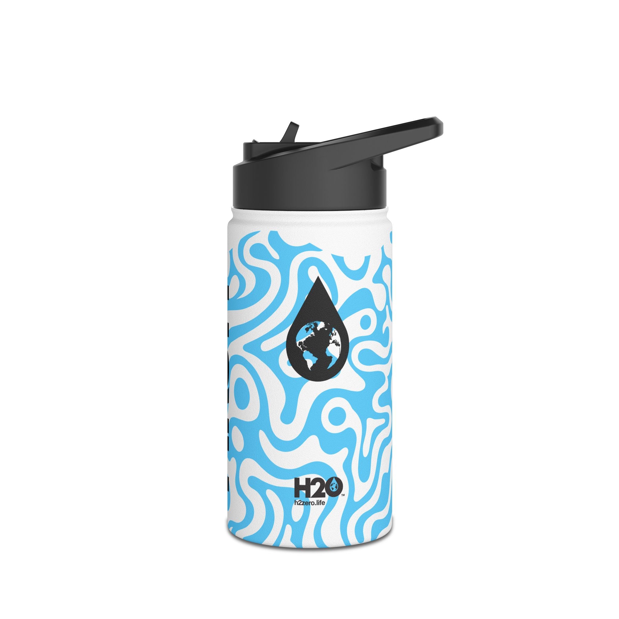 FIRSTY™ 3 Sizes - Camo Light Blue - Stainless Steel Water Bottle with Carry Handle and Straw Lid - BPA-Free, Eco-Friendly