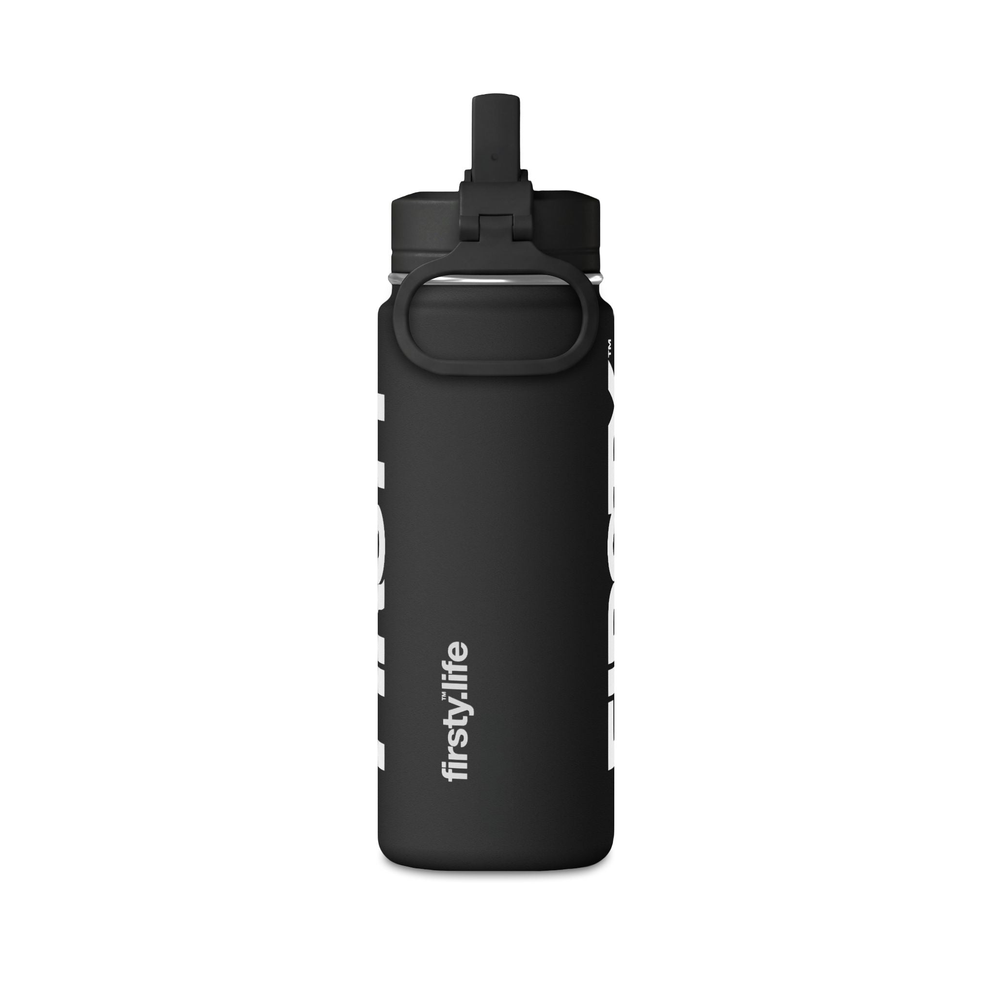 FIRSTY™ Black 20oz Mini Water Bottle – Insulated Sport Bottle with Flip Straw