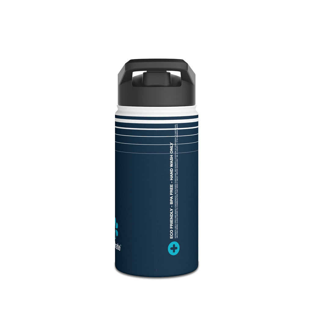 FIRSTY™ 3 Sizes - Hydrate Deep Blue Neon - Stainless Steel Water Bottle with Carry Handle and Straw Lid - BPA-Free, Eco-Friendly