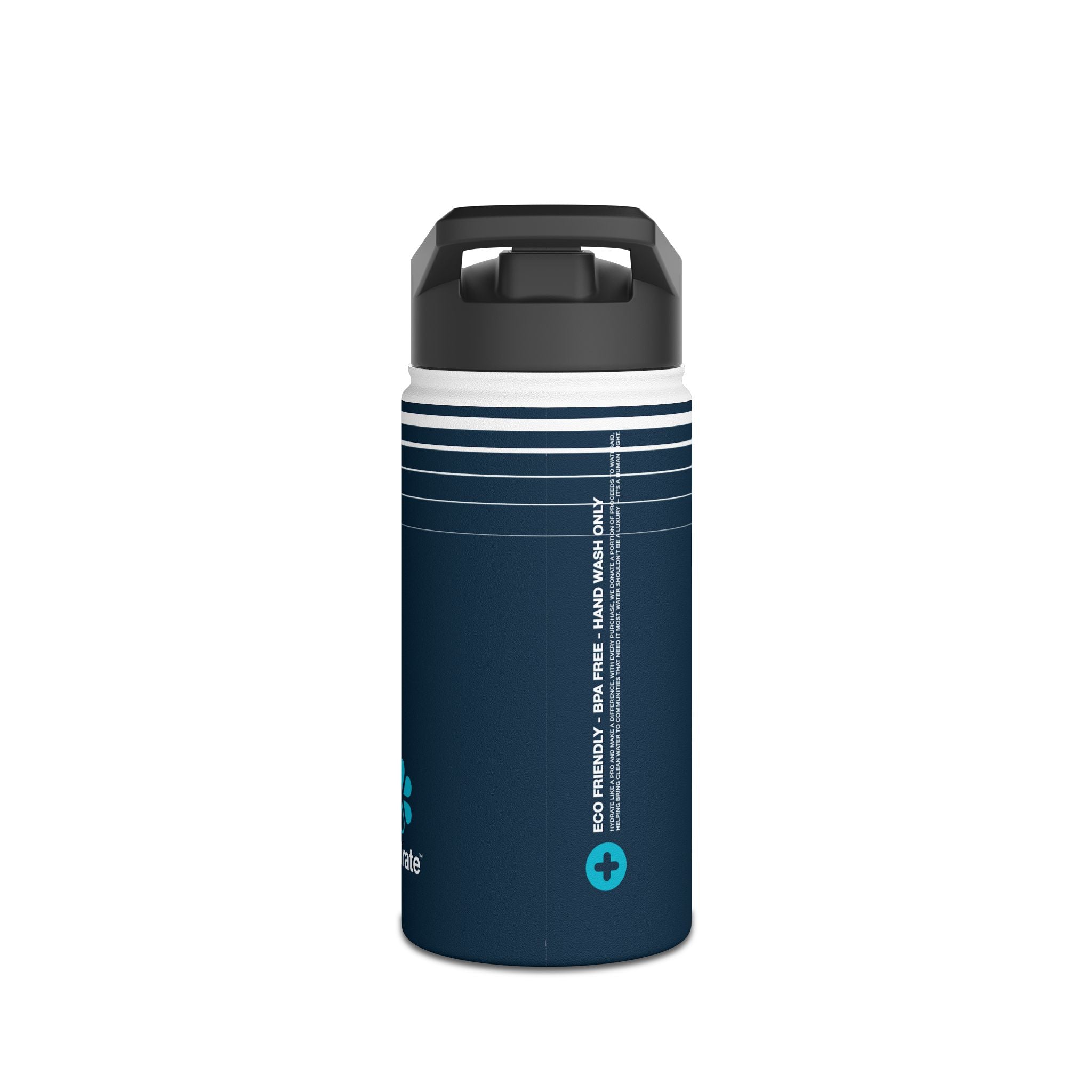 FIRSTY™ 3 Sizes - Hydrate Deep Blue Neon - Stainless Steel Water Bottle with Carry Handle and Straw Lid - BPA-Free, Eco-Friendly