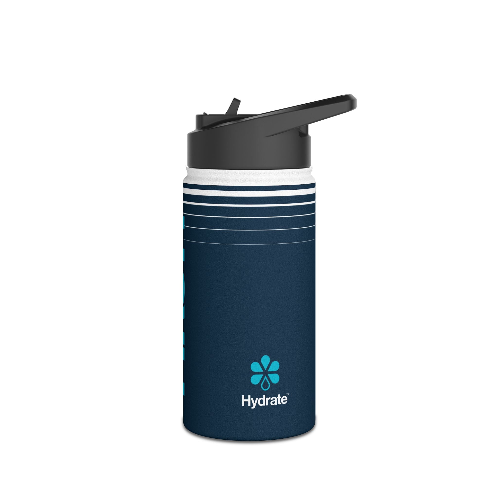 FIRSTY™ 3 Sizes - Hydrate Deep Blue Neon - Stainless Steel Water Bottle with Carry Handle and Straw Lid - BPA-Free, Eco-Friendly