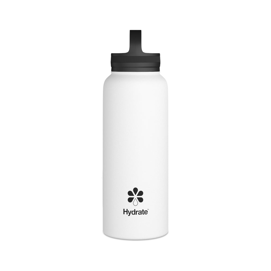 FIRSTY™ Hydrate™ Thirst First™ 3 Sizes - White  - Stainless Steel Water Bottle with Carry Handle - BPA-Free, Eco-Friendly