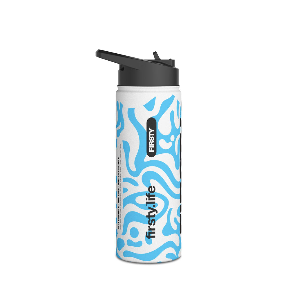 FIRSTY™ 3 Sizes - Camo Light Blue - Stainless Steel Water Bottle with Carry Handle and Straw Lid - BPA-Free, Eco-Friendly