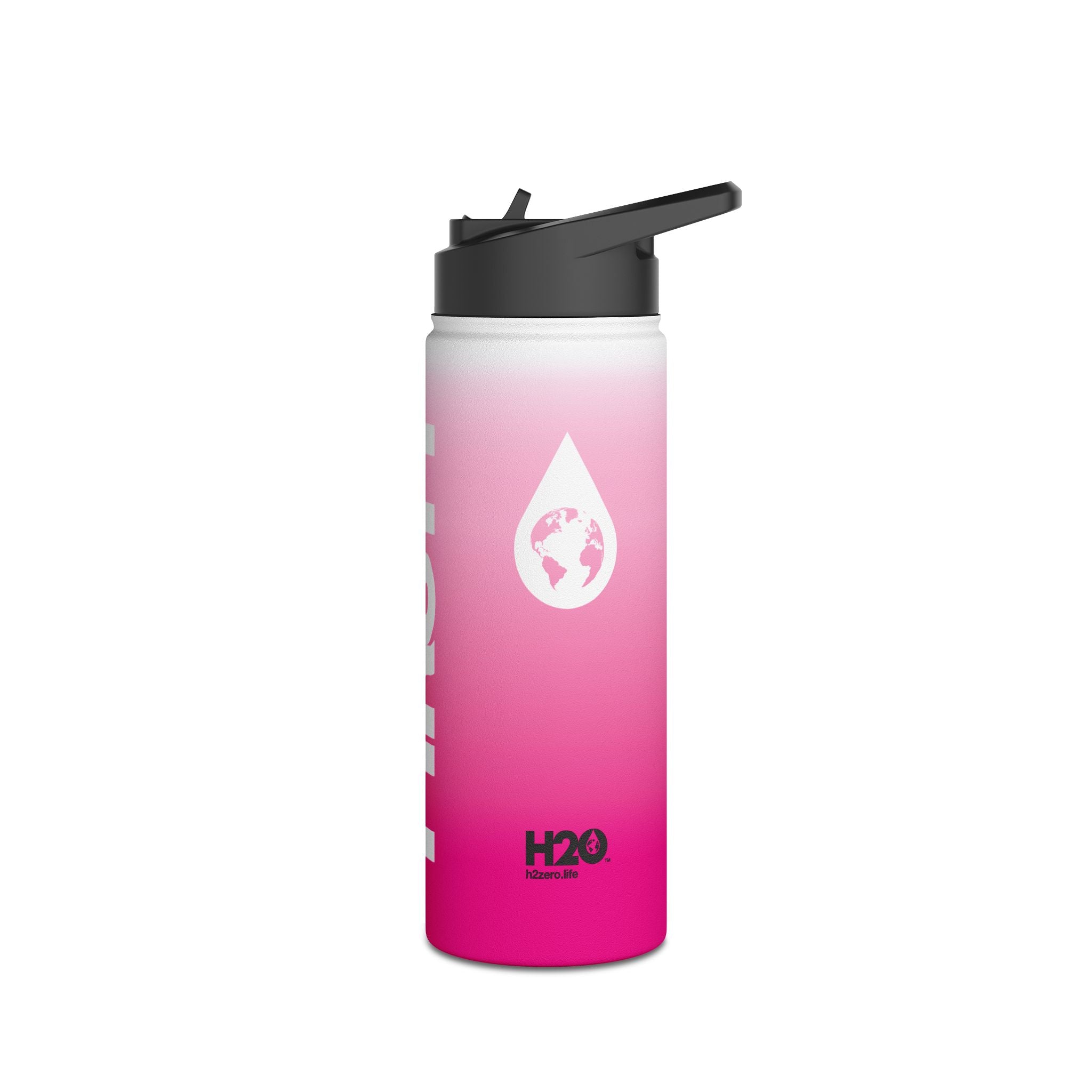 FIRSTY™ Pink Blush™ Thirst First™ 3 Sizes - White - Stainless Steel Water Bottle with Carry Handle and Straw Lid - BPA-Free, Eco-Friendly