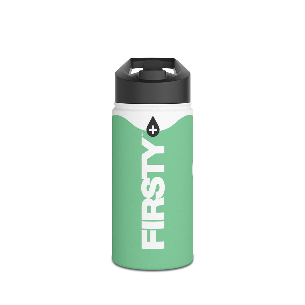 FIRSTY™ Wave™ 3 Sizes - Mint Green & White - Stainless Steel Water Bottle with Carry Handle and Straw Lid - BPA-Free, Eco-Friendly