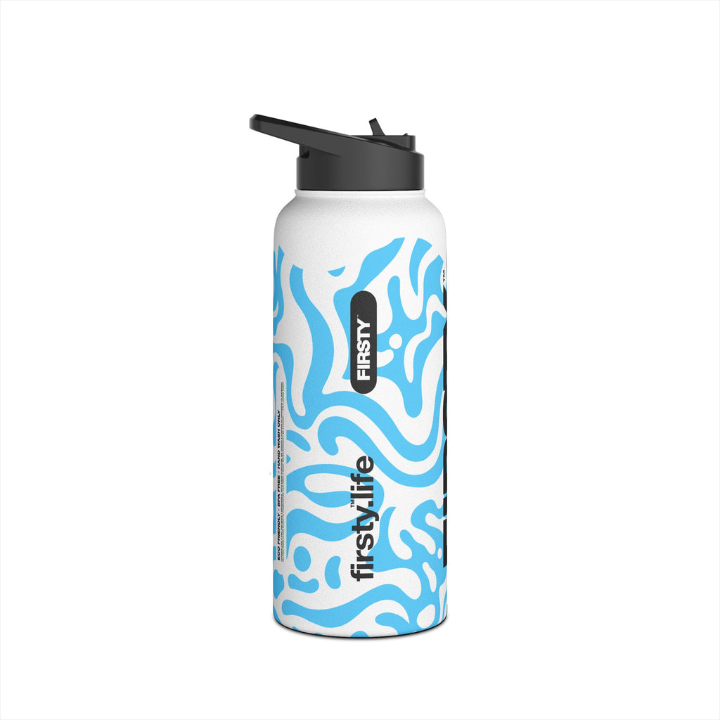 FIRSTY™ 3 Sizes - Camo Light Blue - Stainless Steel Water Bottle with Carry Handle and Straw Lid - BPA-Free, Eco-Friendly