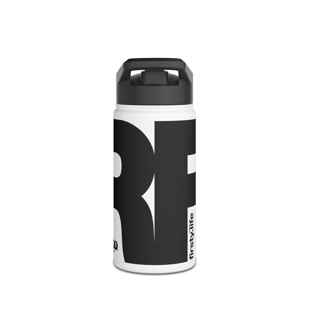 FIRSTY™ 3 Sizes - Black and White - Stainless Steel Water Bottle with Carry Handle and Straw Lid - BPA-Free, Eco-Friendly
