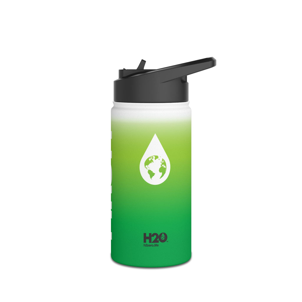 FIRSTY™ Green Blush™ Thirst First™ 3 Sizes - White - Stainless Steel Water Bottle with Carry Handle and Straw Lid - BPA-Free, Eco-Friendly