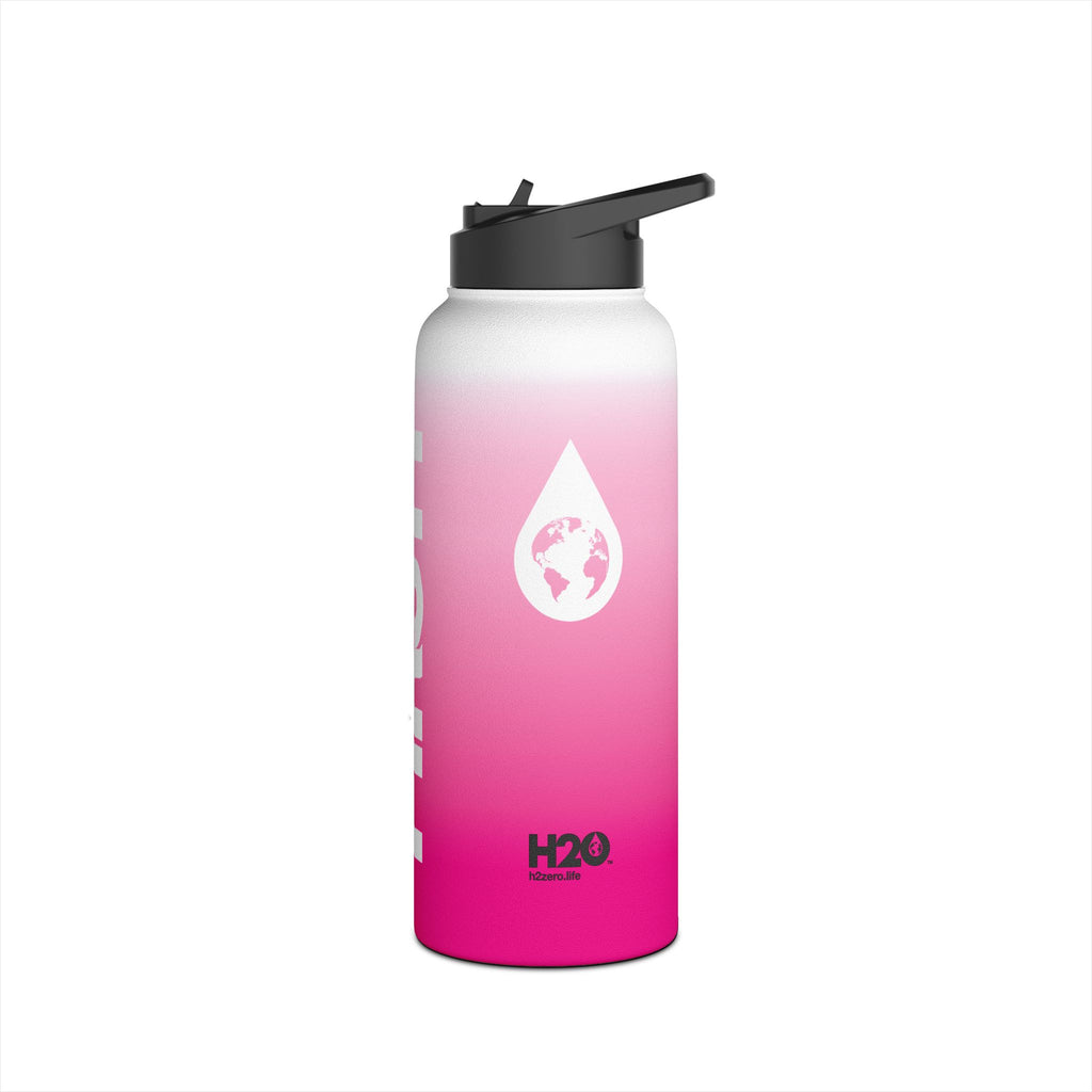 FIRSTY™ Pink Blush™ Thirst First™ 3 Sizes - White - Stainless Steel Water Bottle with Carry Handle and Straw Lid - BPA-Free, Eco-Friendly