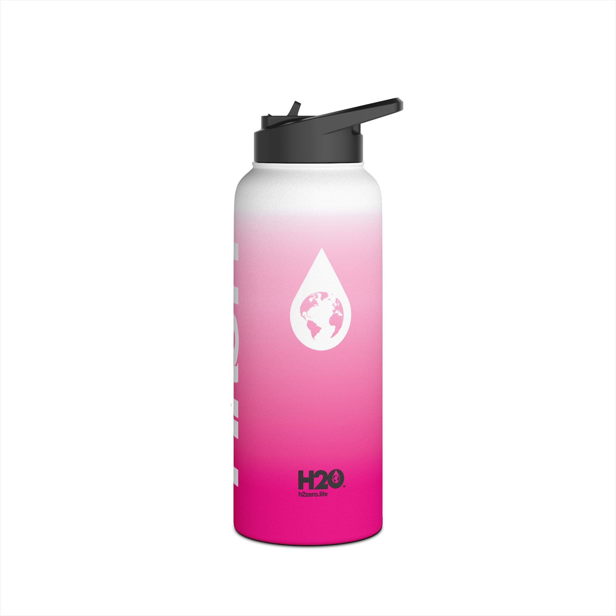 FIRSTY™ Pink Blush™ Thirst First™ 3 Sizes - White - Stainless Steel Water Bottle with Carry Handle and Straw Lid - BPA-Free, Eco-Friendly