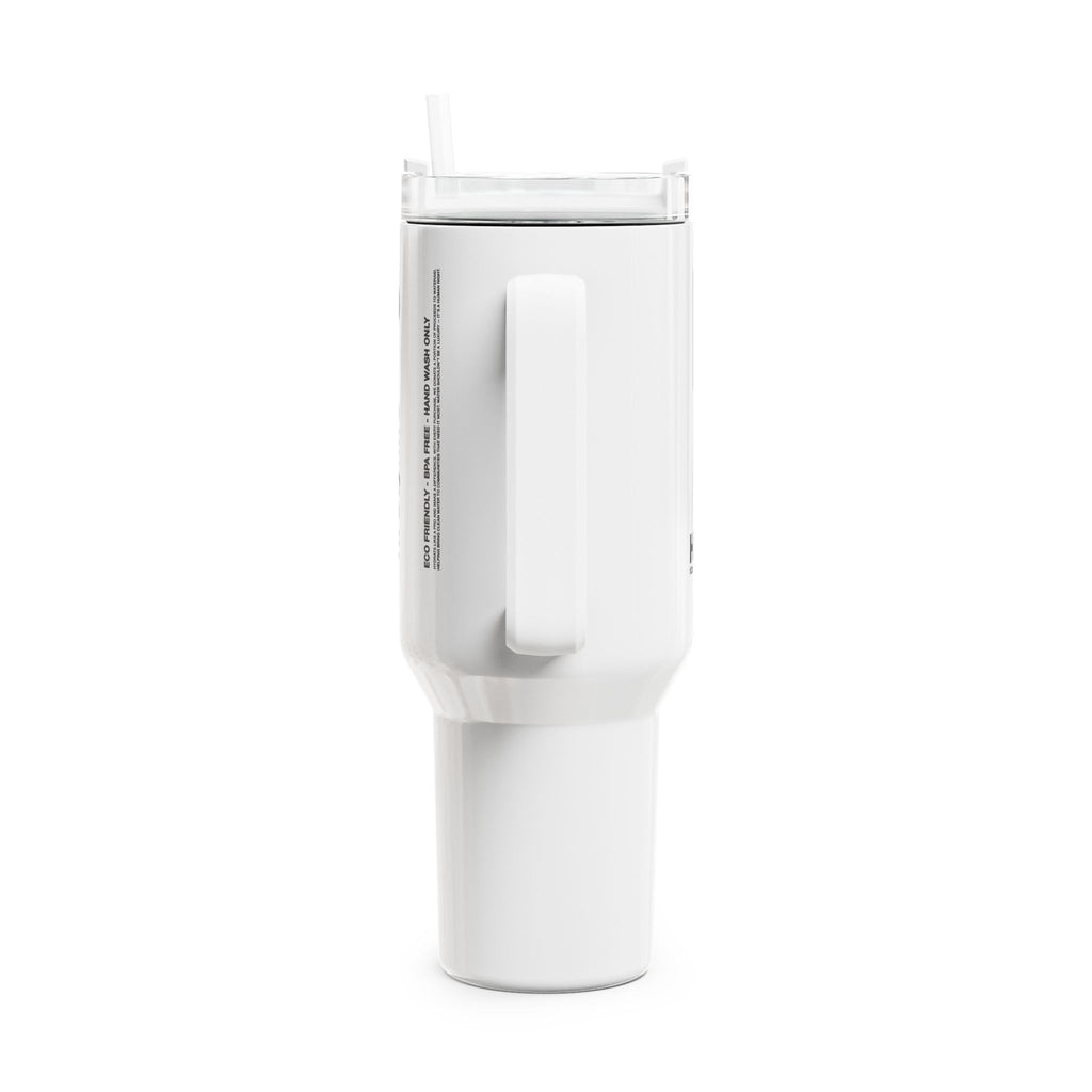 FIRSTY™  40oz - Thirst Always First™ - Black on White Tumbler Cup - BPA-Free, Eco-Friendly