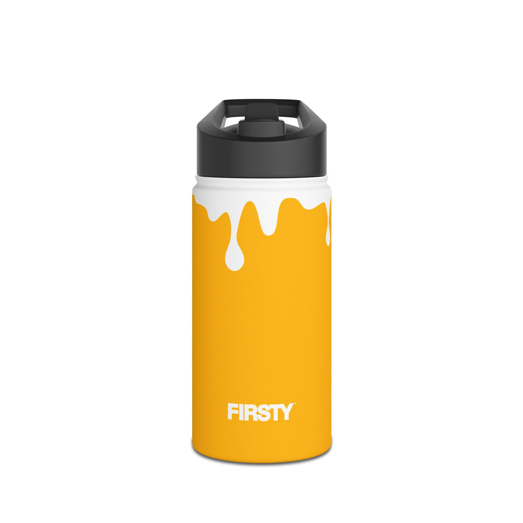 FIRSTY™ 3 Sizes - Splash™ Mustard - Stainless Steel Water Bottle with Carry Handle and Straw Lid - BPA-Free, Eco-Friendly