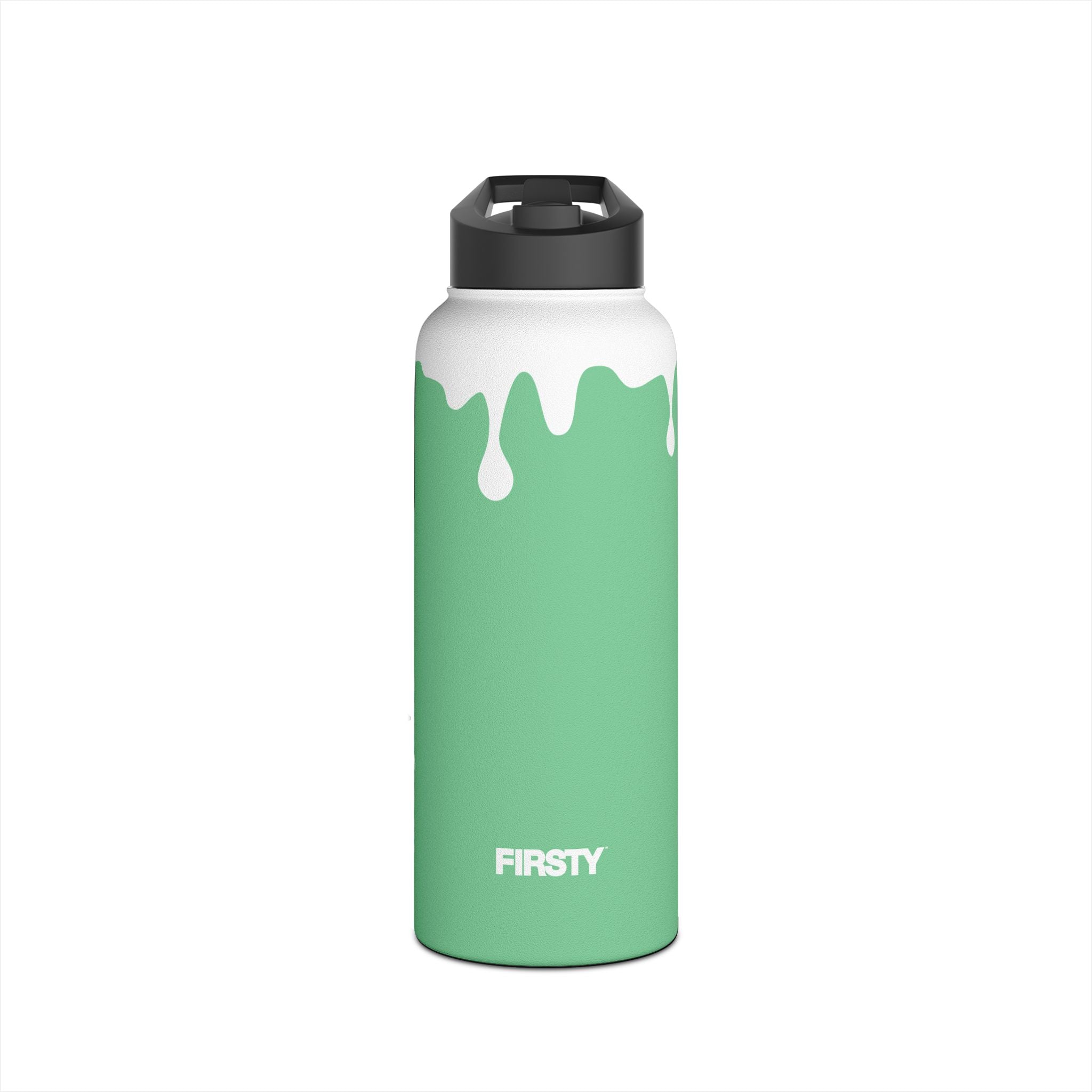 FIRSTY™ 3 Sizes - Splash™ Mint Green - Stainless Steel Water Bottle with Carry Handle and Straw Lid - BPA-Free, Eco-Friendly