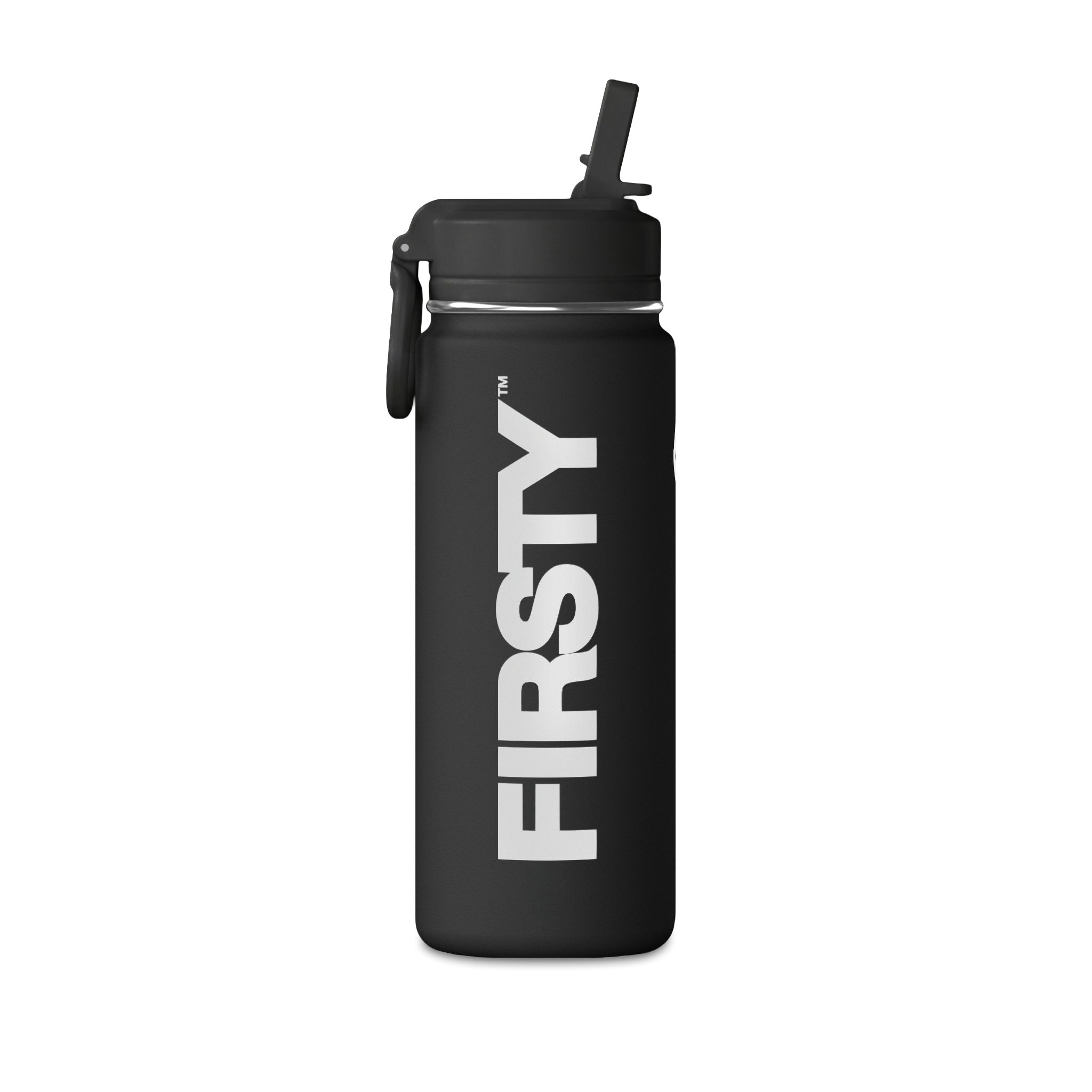 FIRSTY™ Black 20oz Mini Water Bottle – Insulated Sport Bottle with Flip Straw