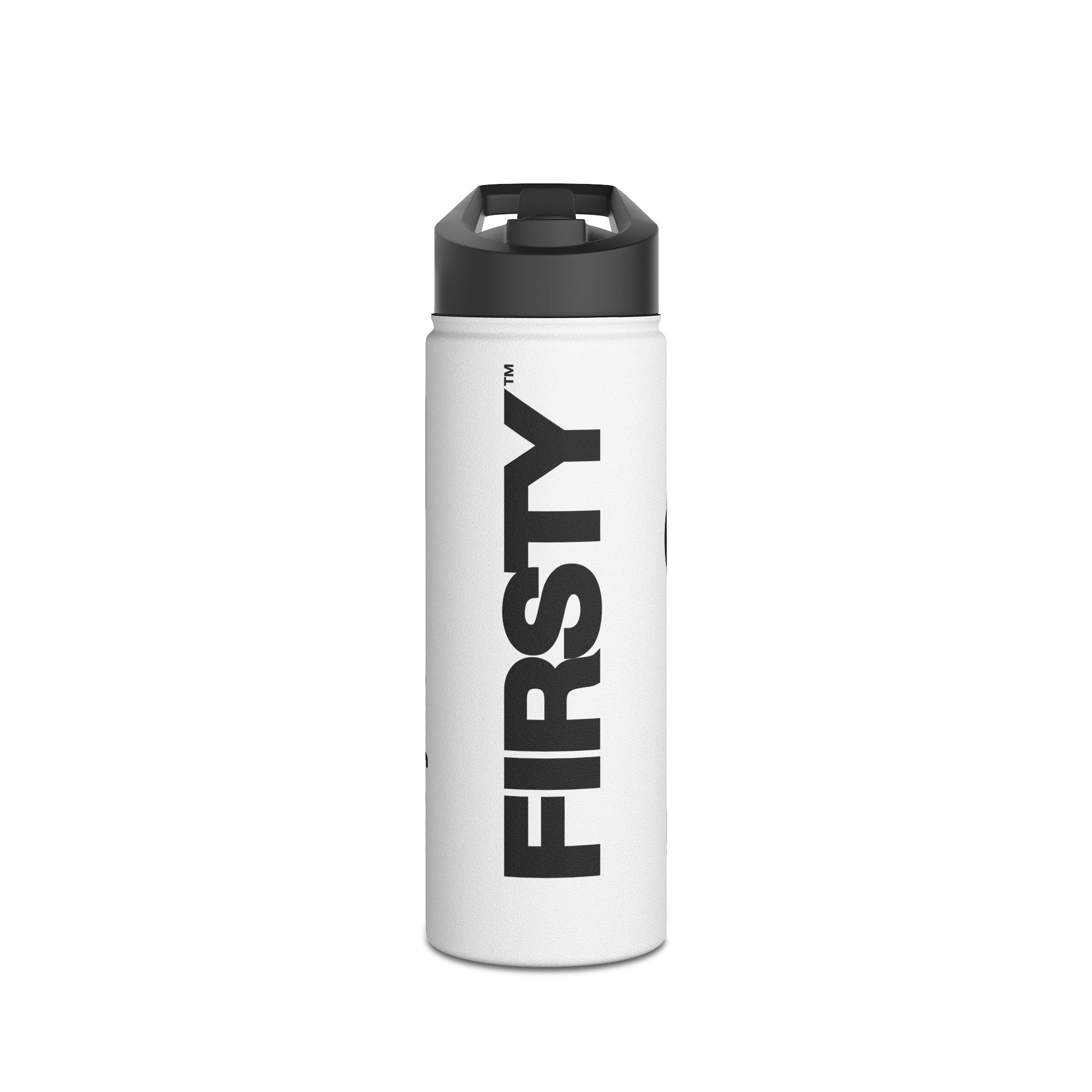 FIRSTY™ Thirst First™ 3 Sizes - White - Stainless Steel Water Bottle with Carry Handle and Straw Lid - BPA-Free, Eco-Friendly