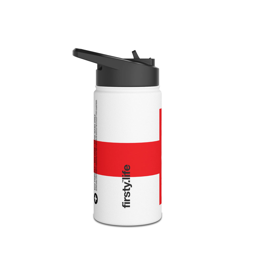 FIRSTY™ 3 Sizes - Red England Flag - Stainless Steel Water Bottle with Carry Handle and Straw Lid - BPA-Free, Eco-Friendly