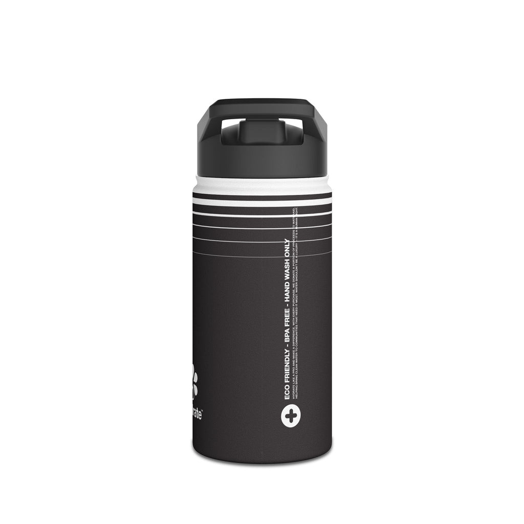 FIRSTY™ 3 Sizes - Hydrate Black - Stainless Steel Water Bottle with Carry Handle and Straw Lid - BPA-Free, Eco-Friendly