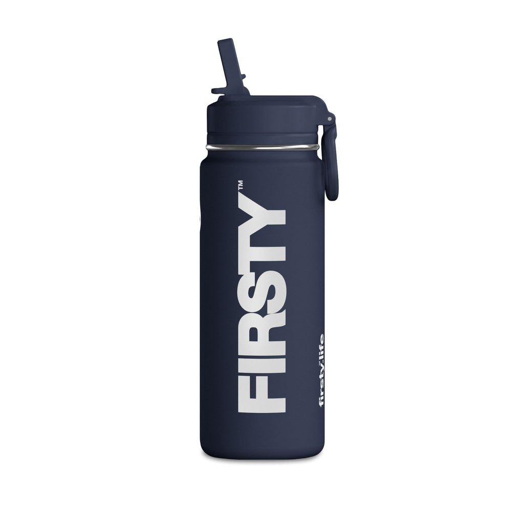 FIRSTY™ Navy 20oz Mini Water Bottle – Insulated Sport Bottle with Flip Straw