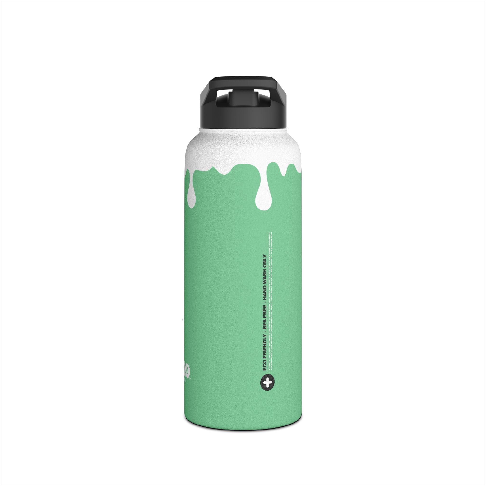 FIRSTY™ 3 Sizes - Splash™ Mint Green - Stainless Steel Water Bottle with Carry Handle and Straw Lid - BPA-Free, Eco-Friendly