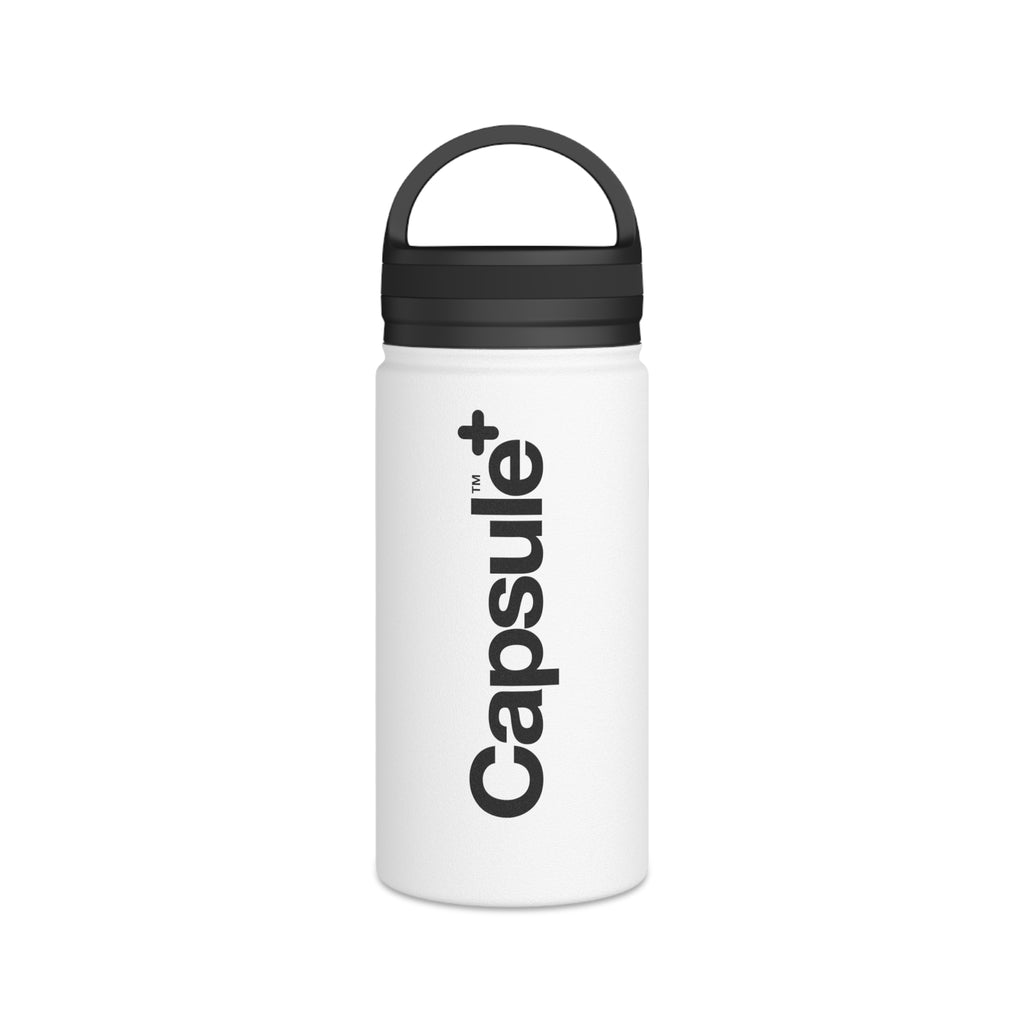 FIRSTY™ Capsule+™ 3 Sizes - Black & White  - Stainless Steel Water Bottle with Carry Handle - BPA-Free, Eco-Friendly