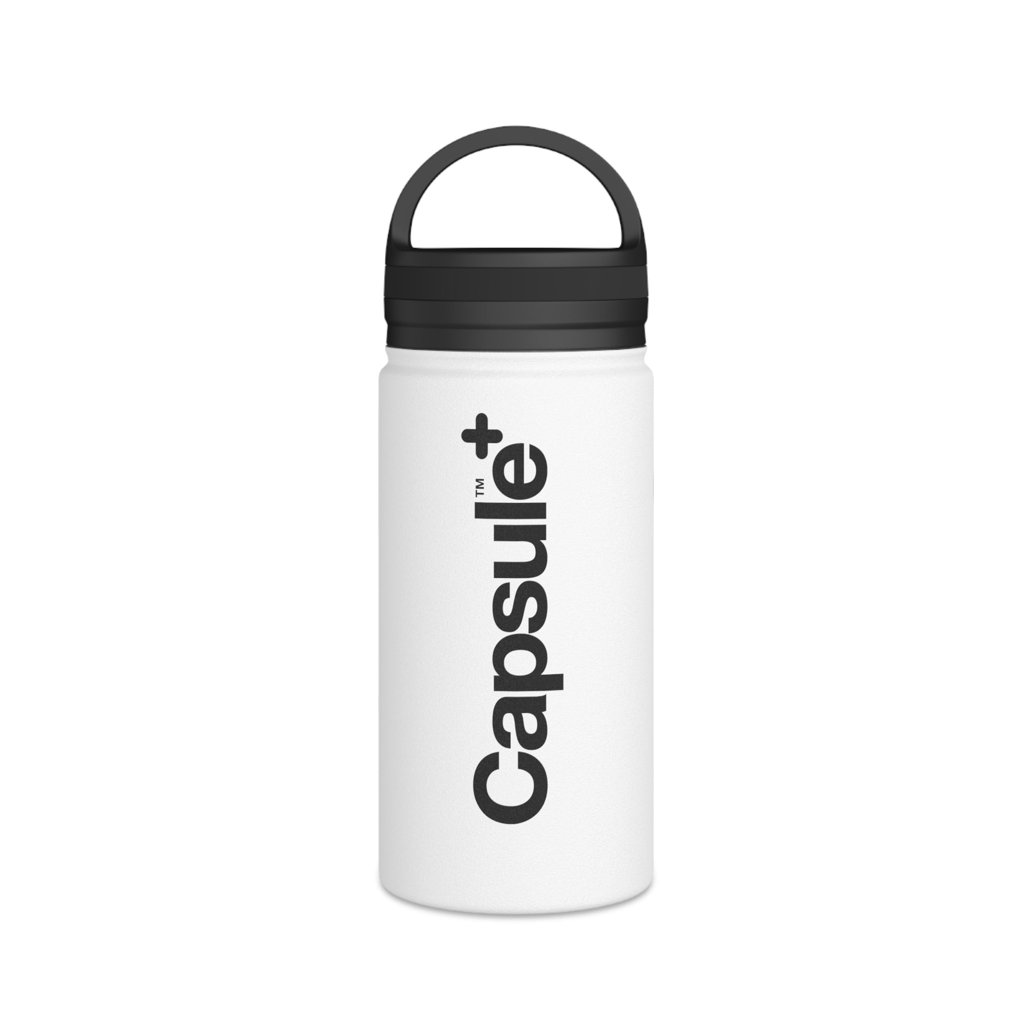 FIRSTY™ Capsule+™ 3 Sizes - Black & White  - Stainless Steel Water Bottle with Carry Handle - BPA-Free, Eco-Friendly